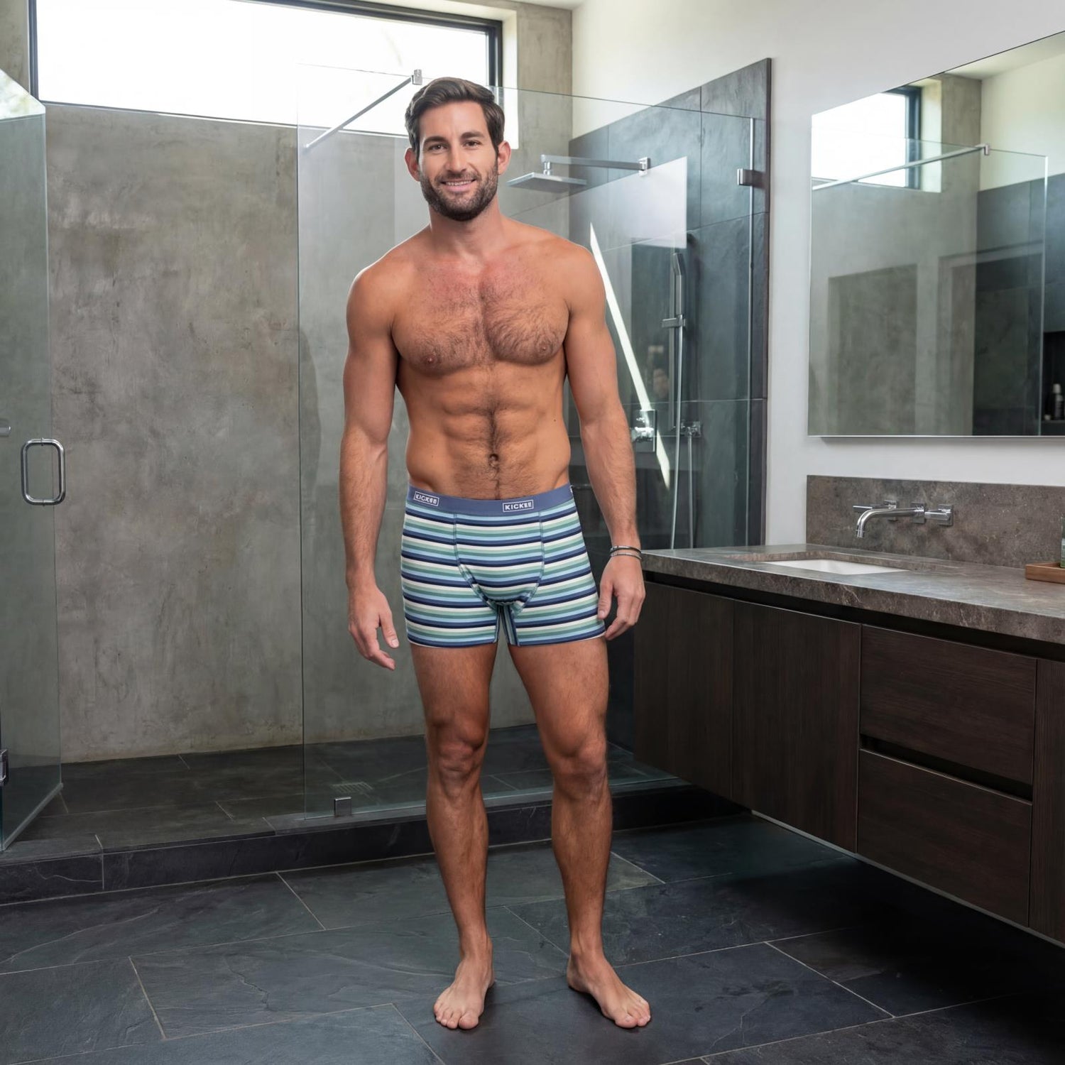 Men's Print Boxer Brief in Denim Stripe (375367)