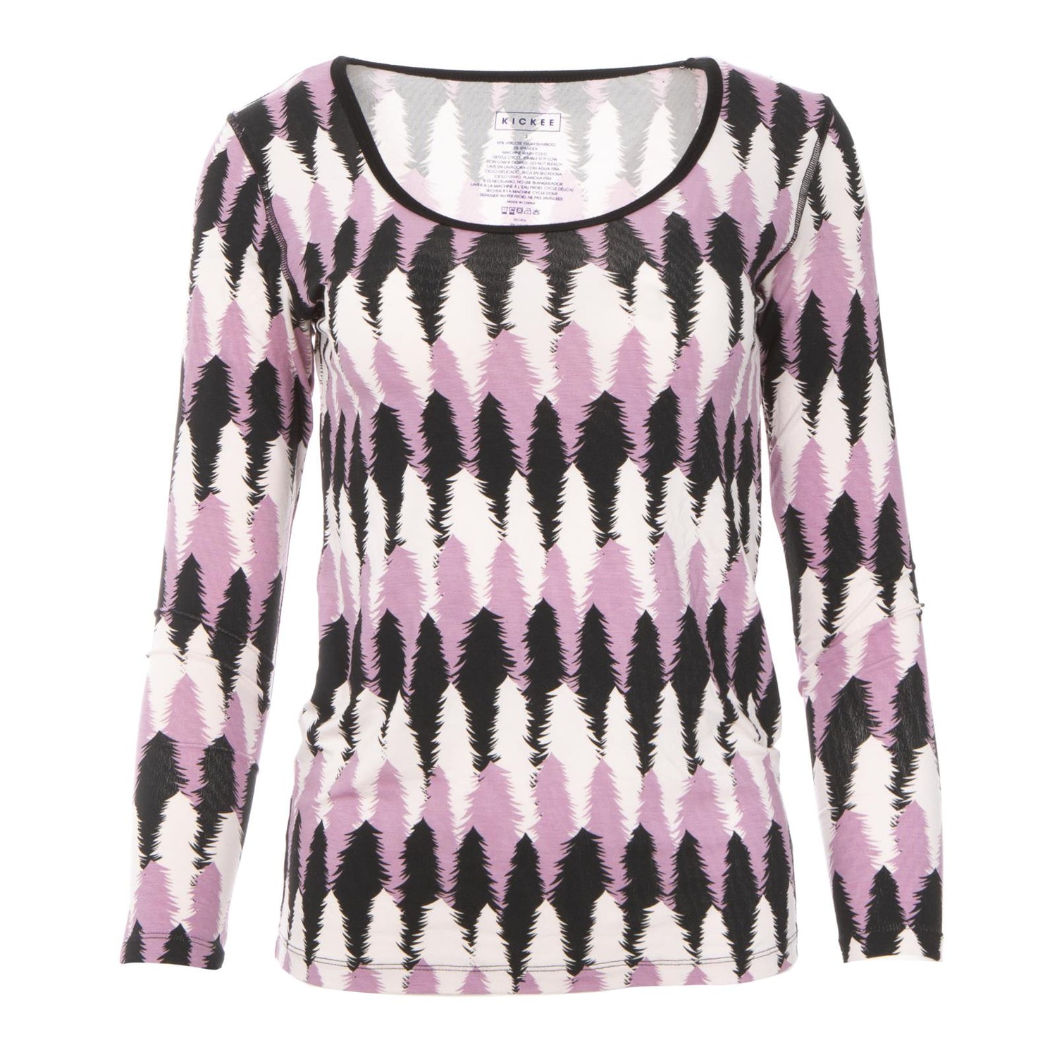 Print Long Sleeve Scoop Neck Tee in Midnight Forestry