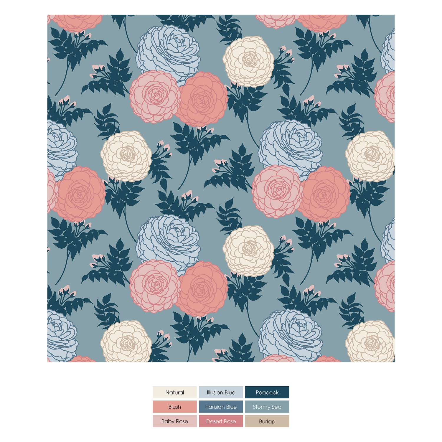 Print Fluffle Toddler Blanket with Embroidery in Stormy Sea Enchanted Floral