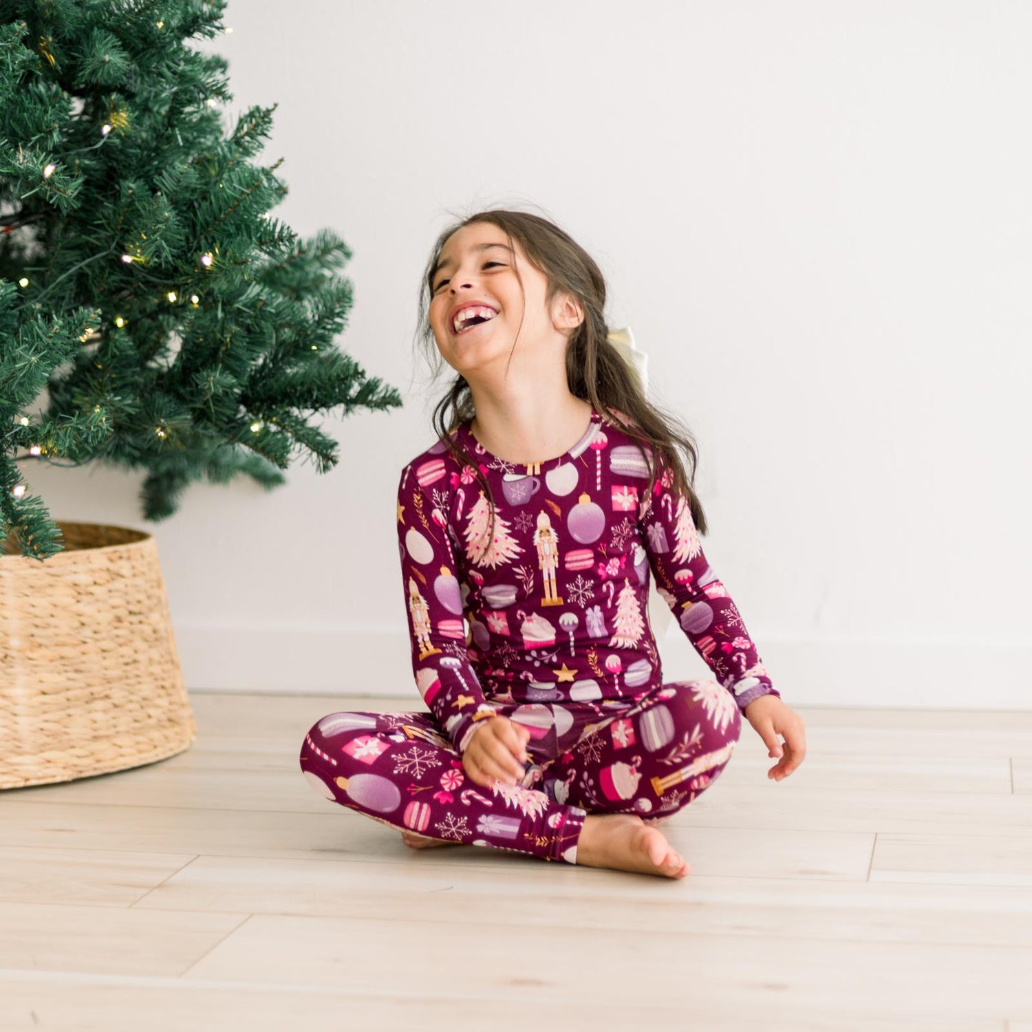 Print Long Sleeve Pajama Set in Melody Sugar Plum (364151)