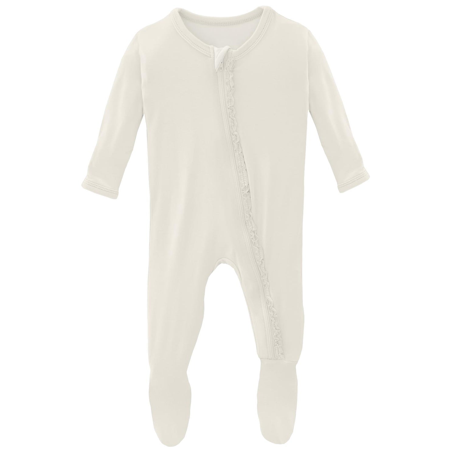 Muffin Ruffle Footie with 2 Way Zipper in Natural (363064)