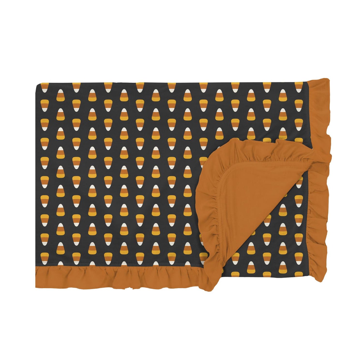 Print Ruffle Toddler Blanket in Midnight Candy Corn (211618)