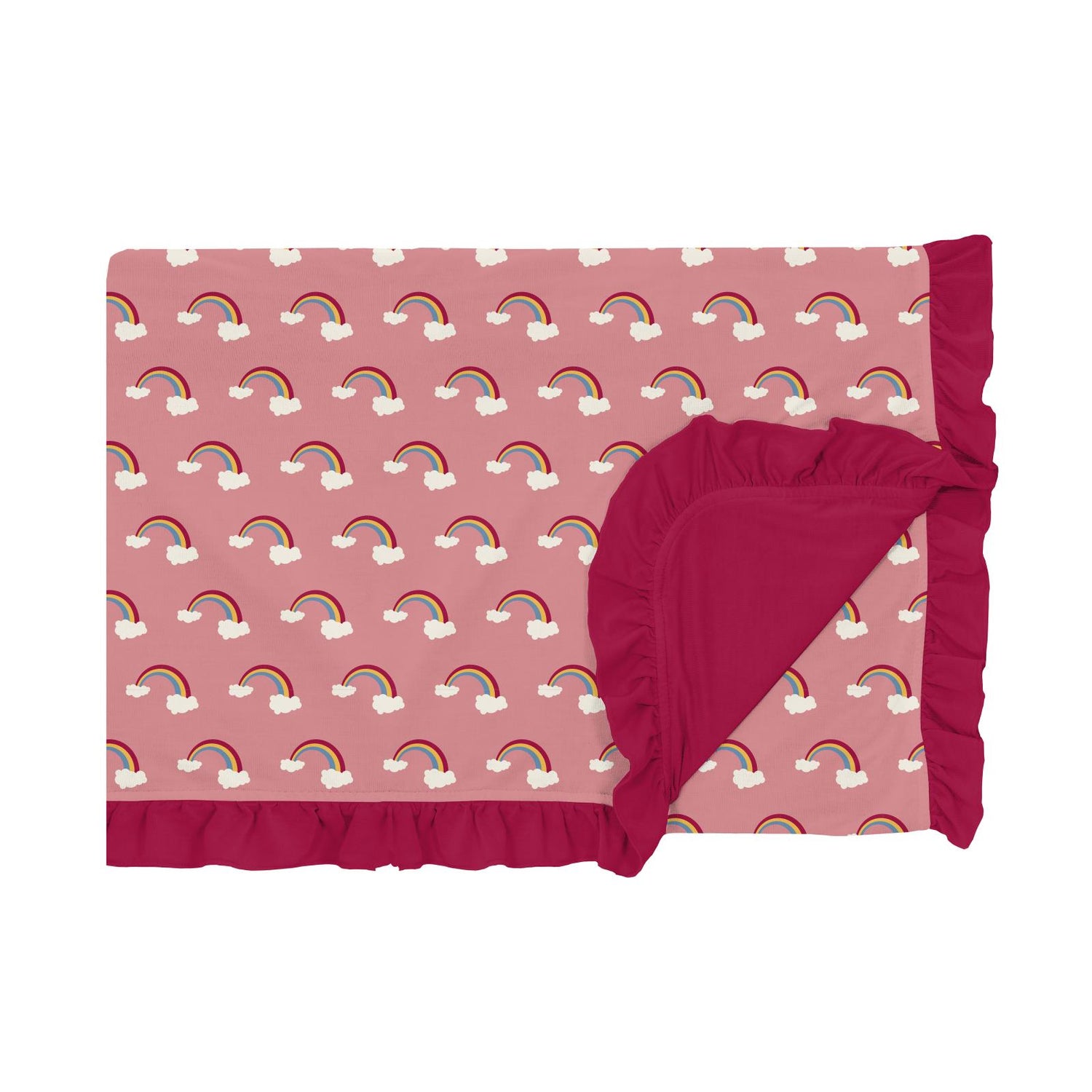 Print Ruffle Toddler Blanket in Strawberry Rainbows (211628)