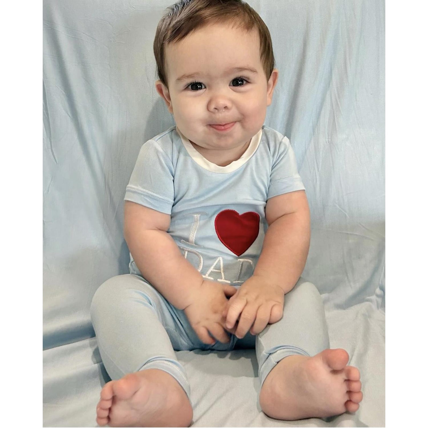 Holiday Short Sleeve Applique Pajama Set in Pond I Love Dad (341427)