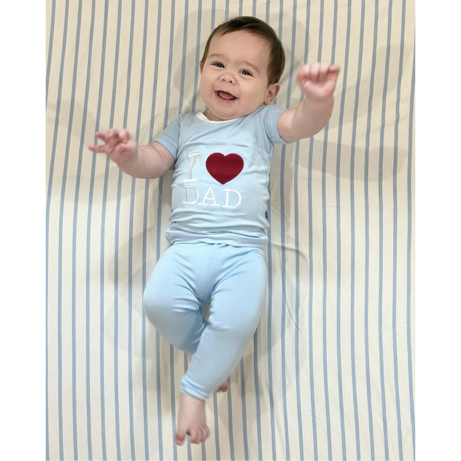 Holiday Short Sleeve Applique Pajama Set in Pond I Love Dad (341439)