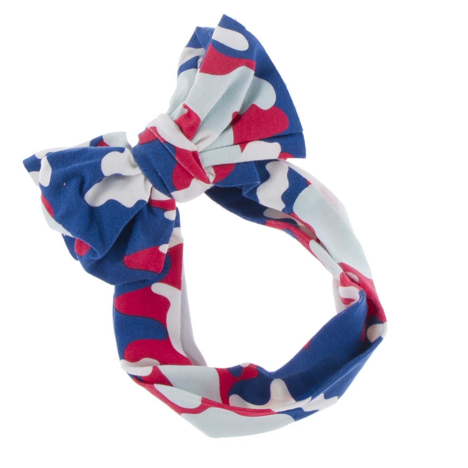 Print Luxe Head Wrap with Bow in Flag Red Military (359828)