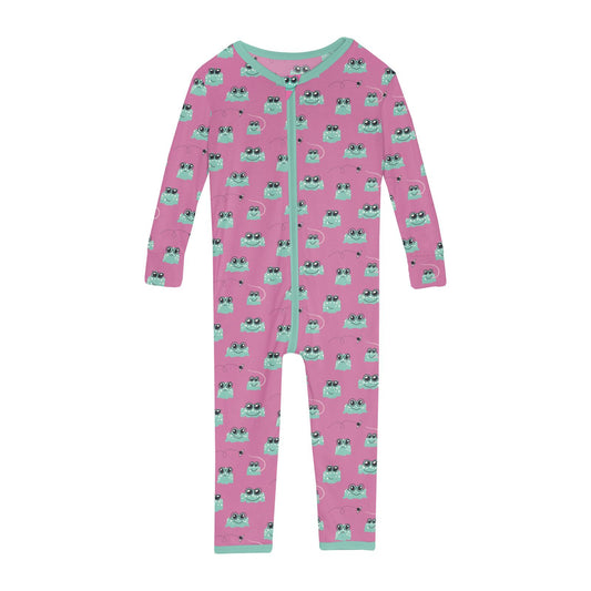 Print Convertible Sleeper with Zipper in Tulip Bespeckled Frogs