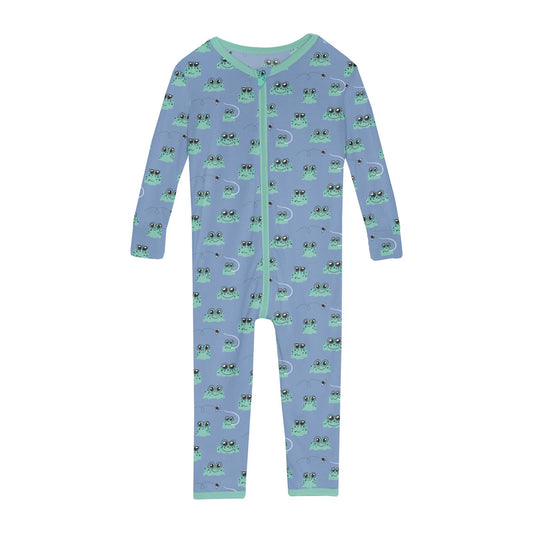 Print Convertible Sleeper with Zipper in Dream Blue Bespeckled Frogs