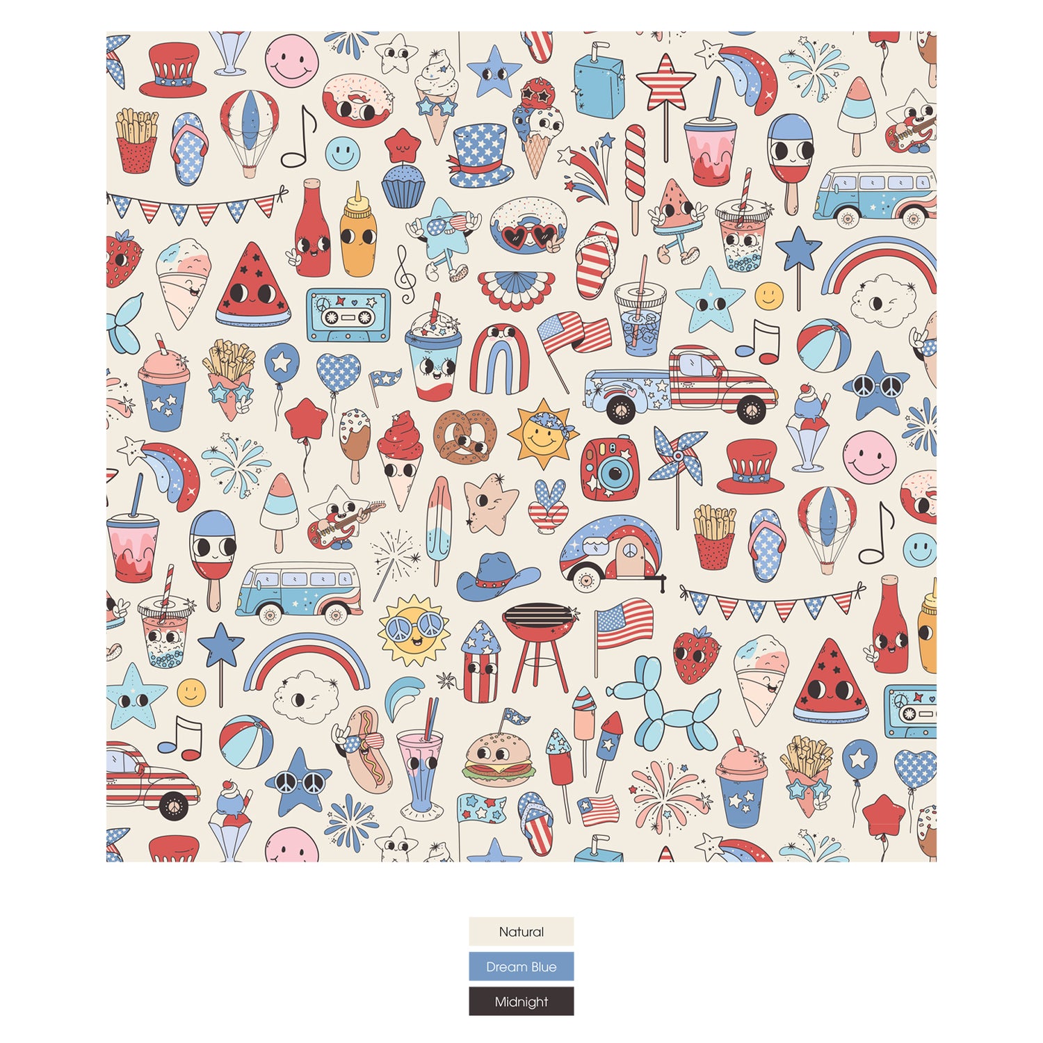 Print Short Sleeve Crew Neck Tee in Party USA (362209)