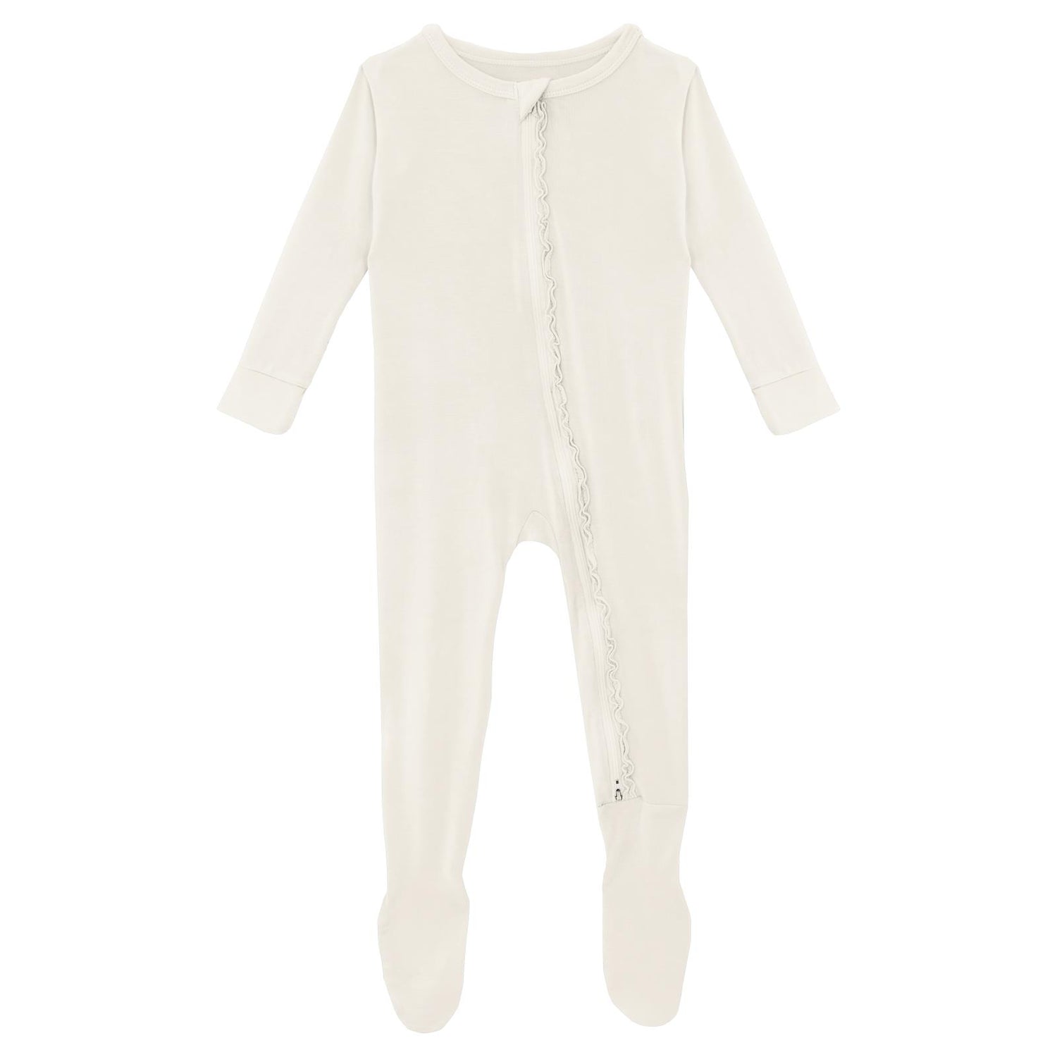 Muffin Ruffle Footie with 2 Way Zipper in Natural (356223)