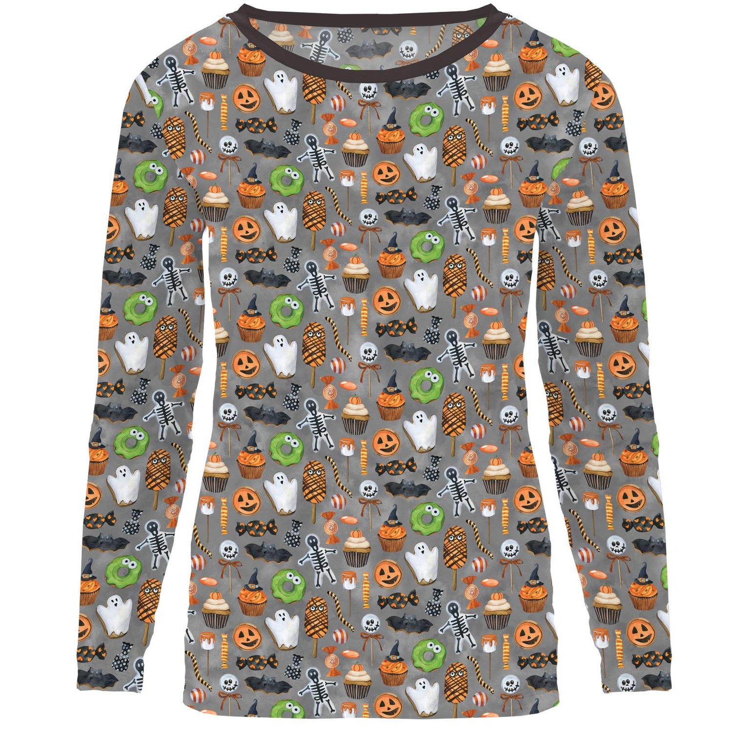 Women's Print Long Sleeve Relaxed Tee in Halloween Treats (334162)
