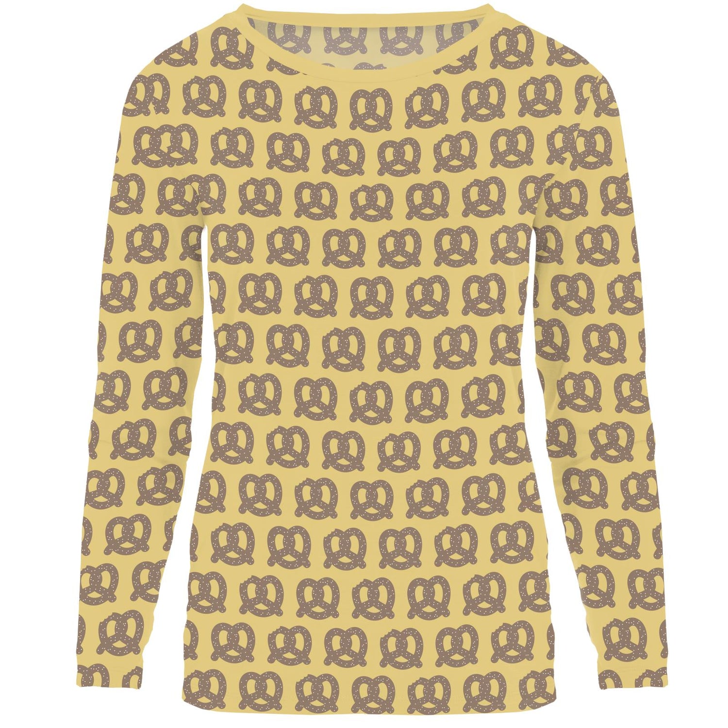 Women's Print Long Sleeve Relaxed Tee in Flax Giant Pretzel (334174)