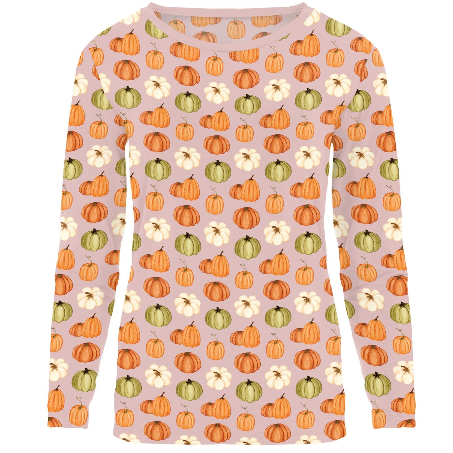 Women's Print Long Sleeve Relaxed Tee in Baby Rose Pumpkin Patch (334157)
