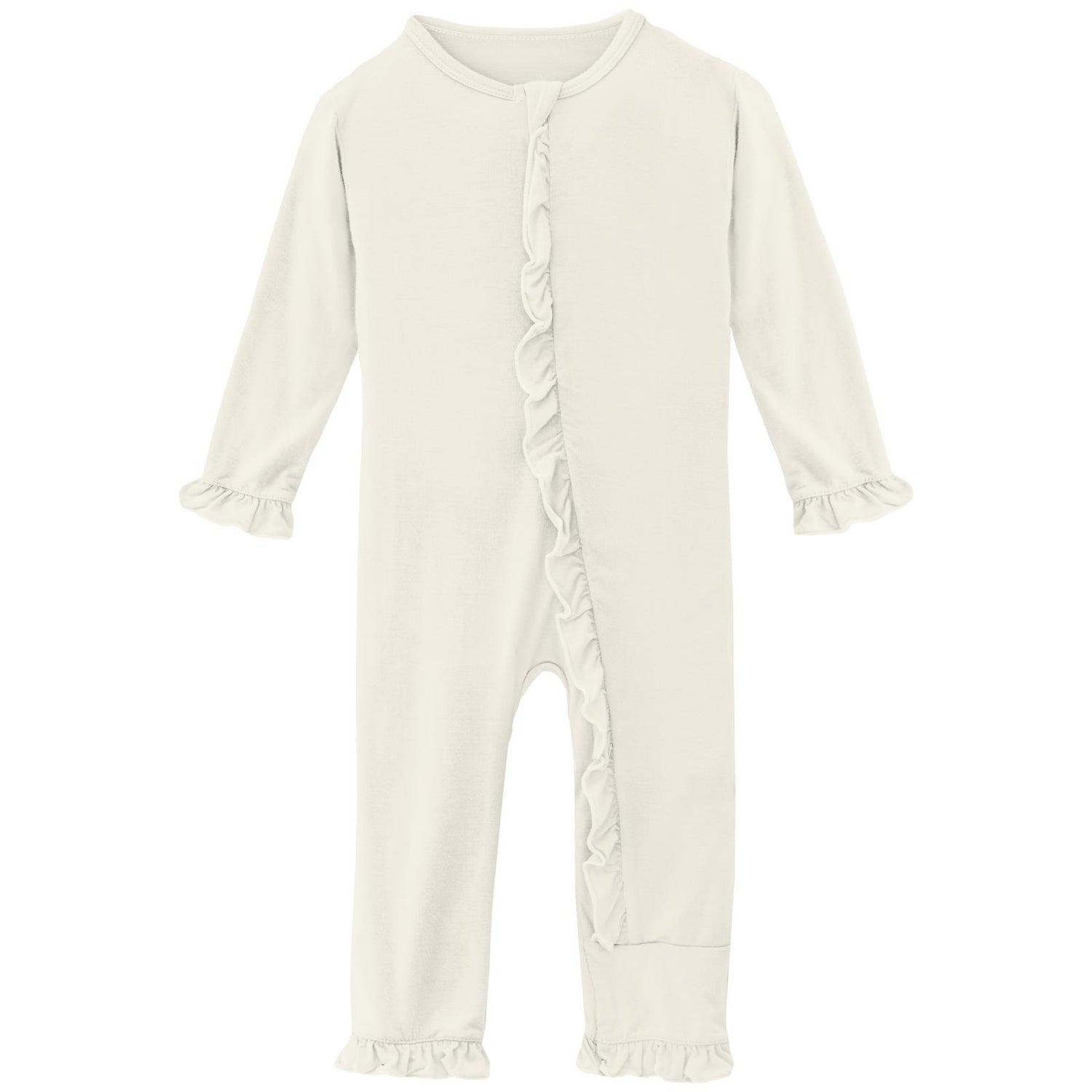 Layette Ruffle Coverall with 2 Way Zipper in Natural (350698)