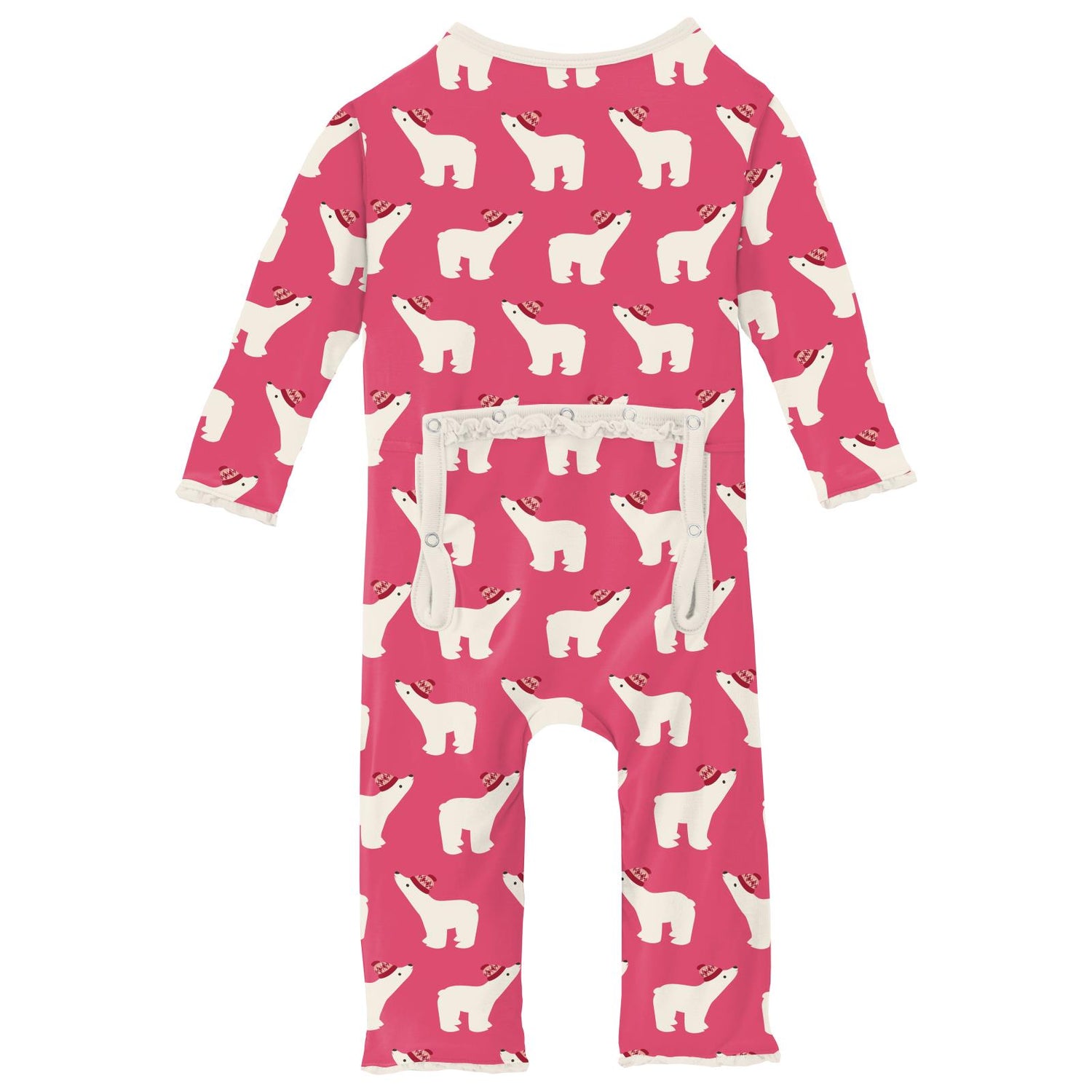 Print Muffin Ruffle Coverall with 2 Way Zipper in Winter Rose Polar Bears