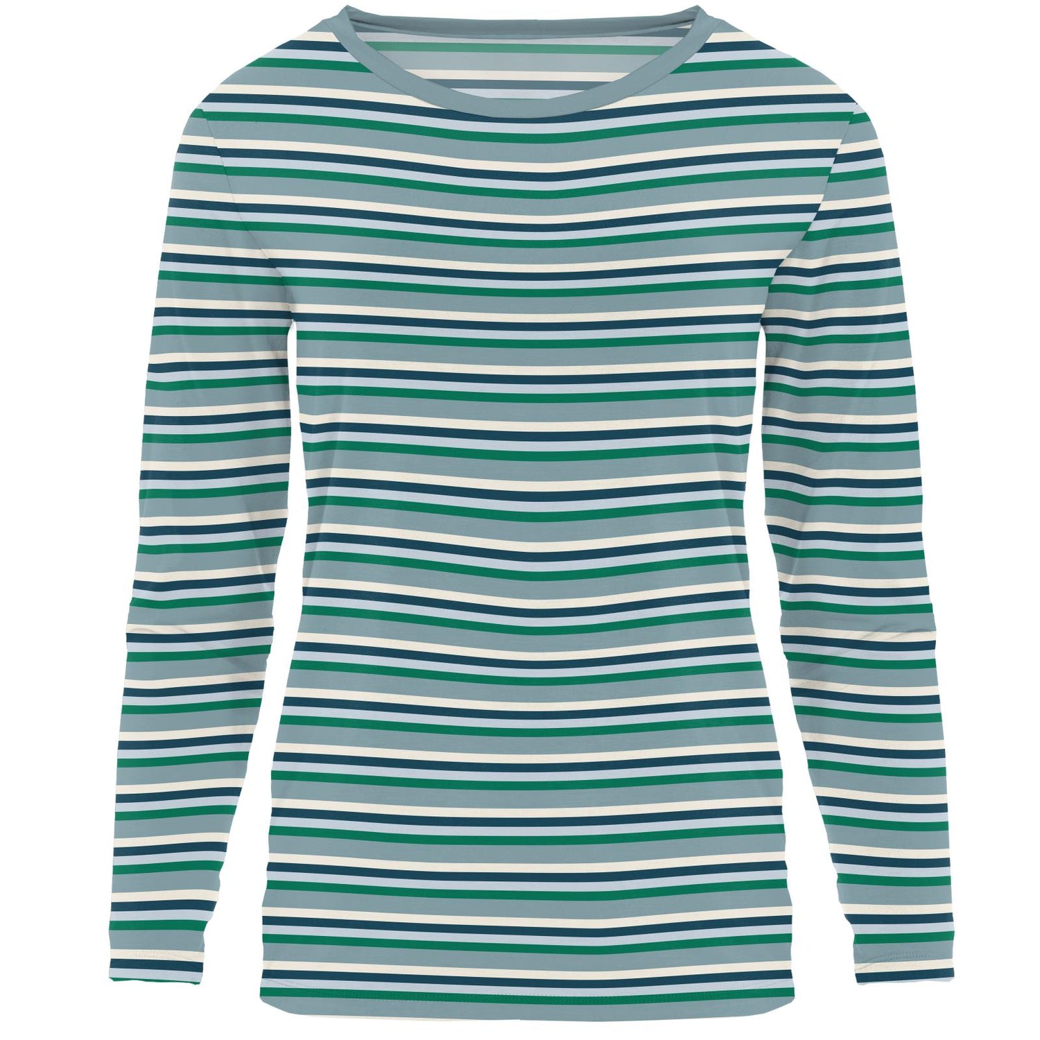 Women's Print Long Sleeve Relaxed Tee in Stormy Sea Stripe