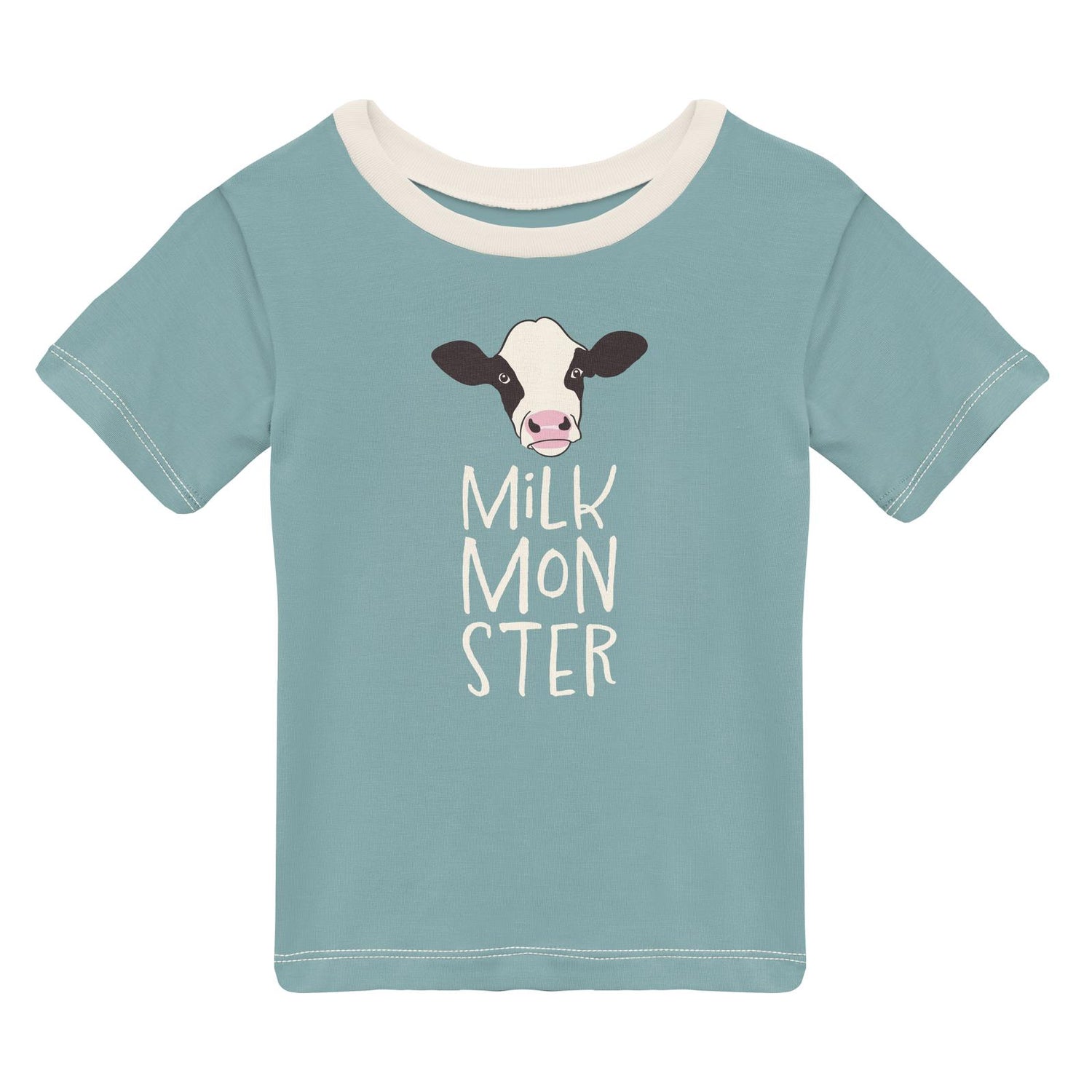 Short Sleeve Crew Neck Graphic Tee in Jade Milk Monster (312555)