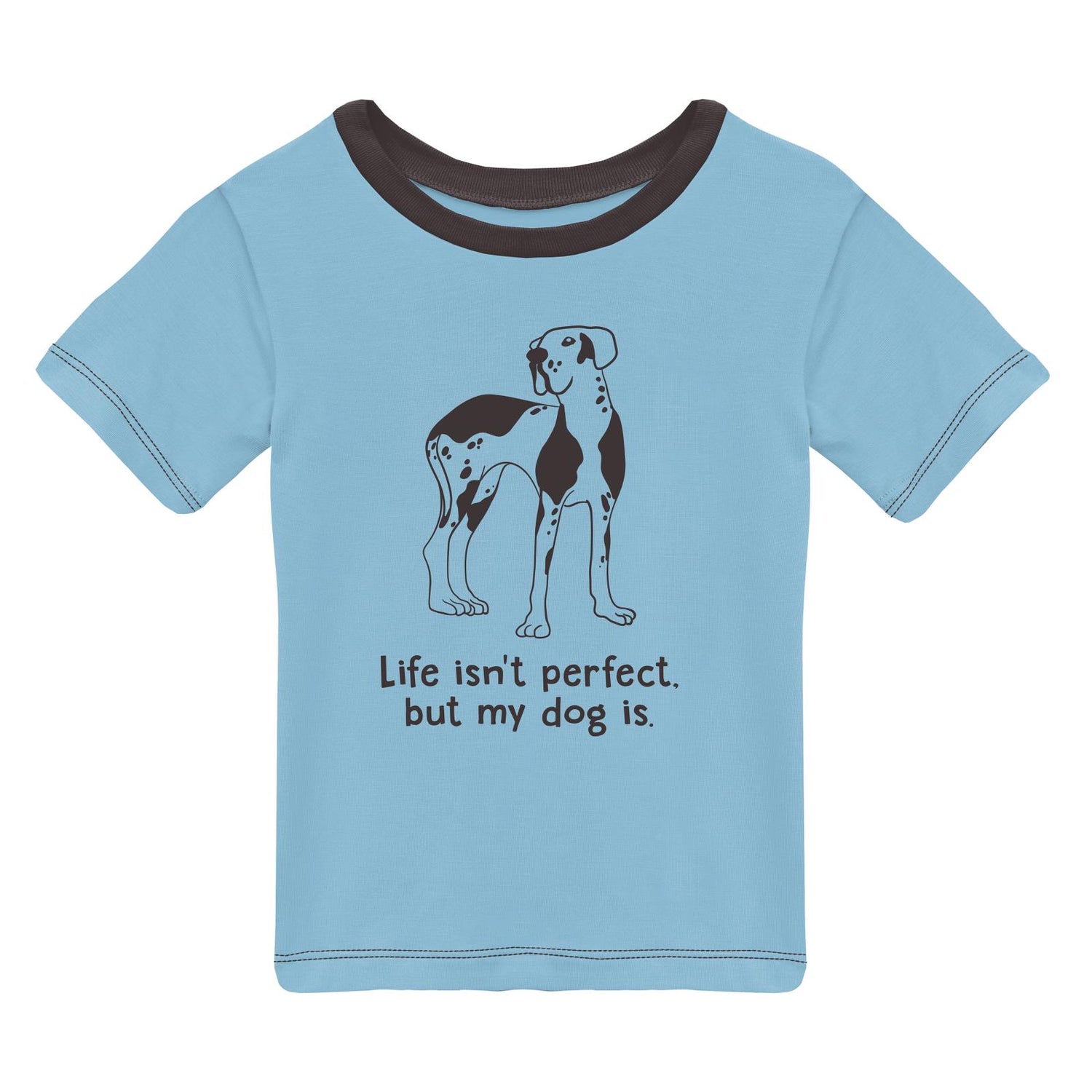Short Sleeve Crew Neck Graphic Tee in Seaside Blue Perfect Dog (312531)