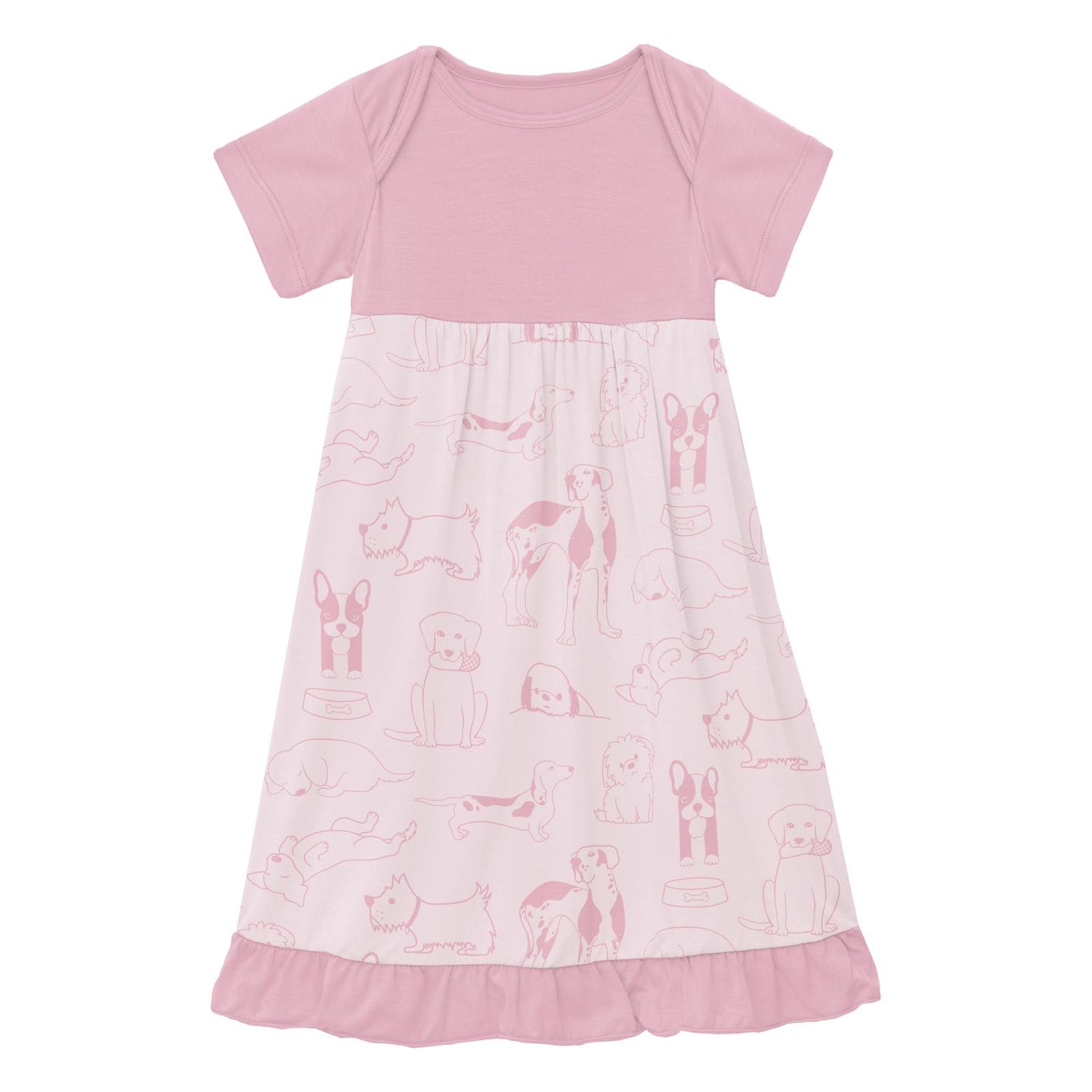 Print Short Sleeve One Piece Dress Romper in Shrinking Violet Dogs (312567)