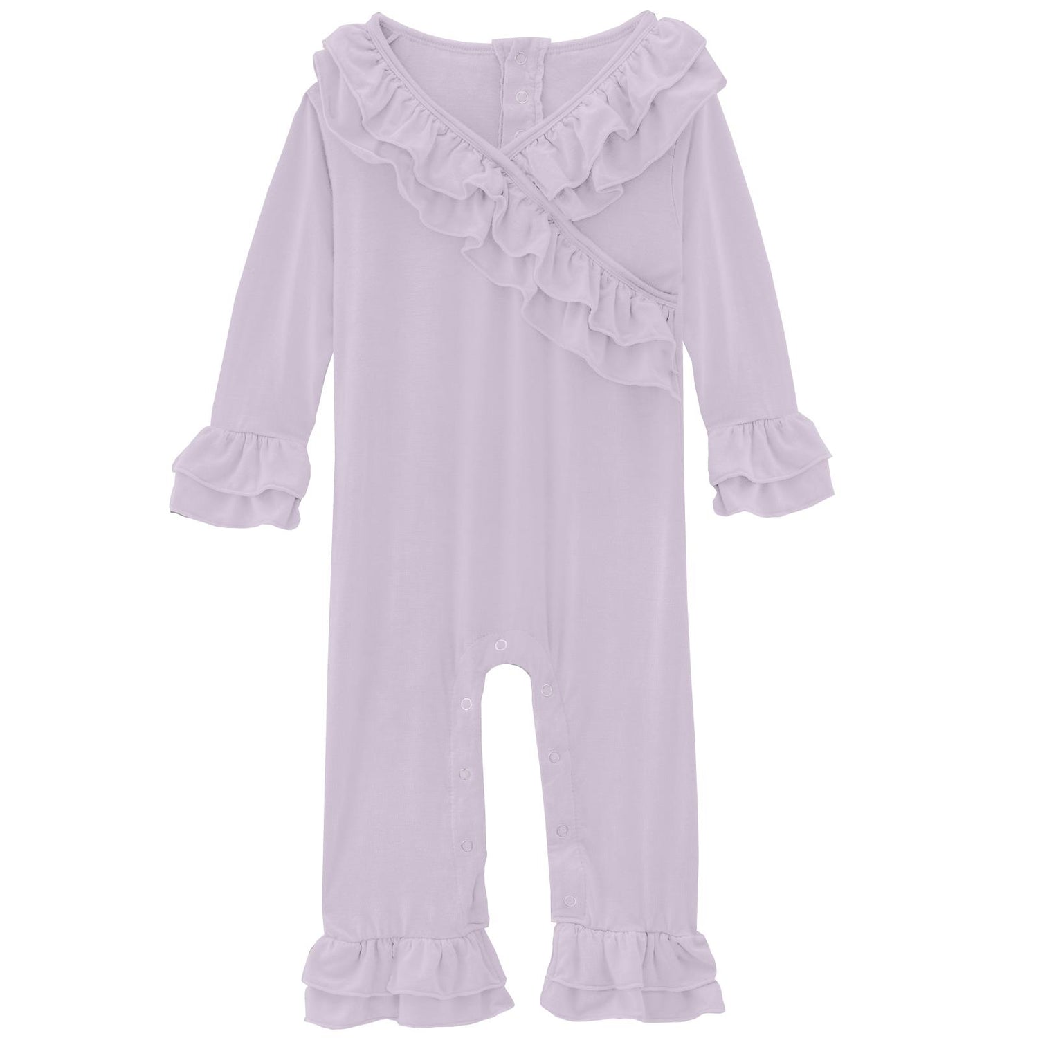 Long Sleeve Kimono Double Ruffle Romper in Thistle (312611)