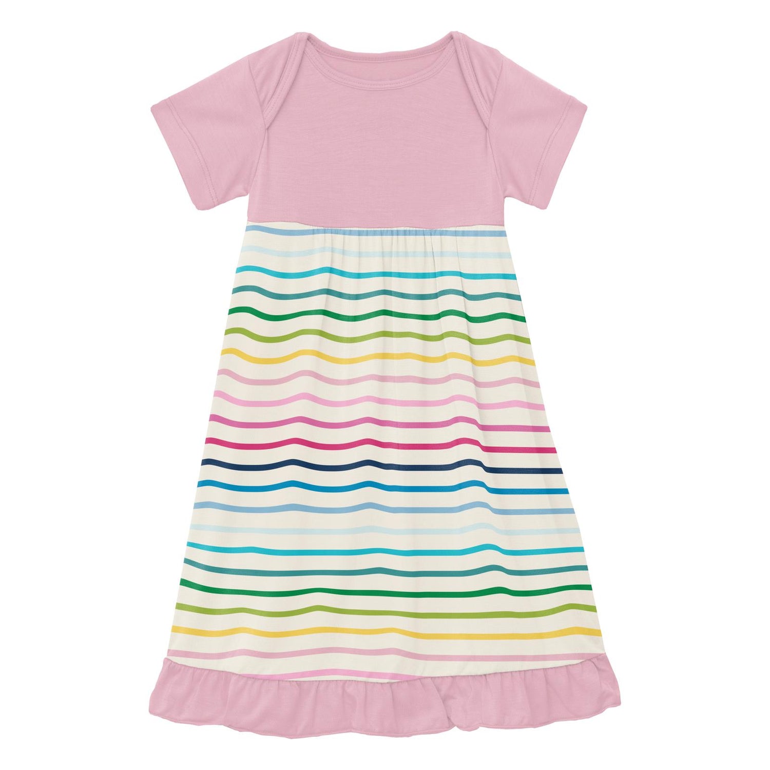 Print Short Sleeve One Piece Dress Romper in Happy Stripe (312621)