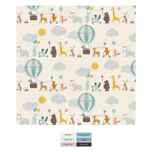 Print Short Sleeve Pajama Set with Shorts in Natural Animal Parade (330168)