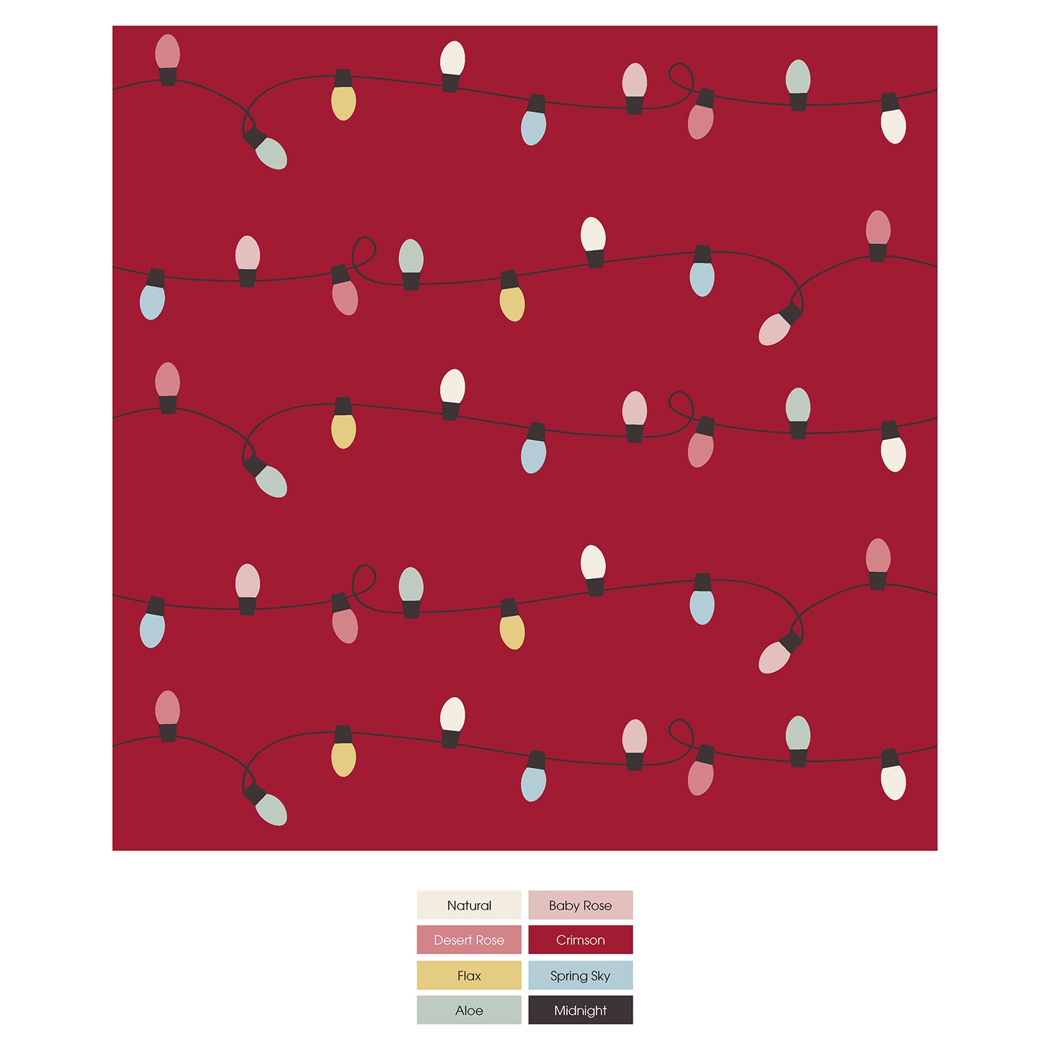 Print Coverall with 2 Way Zipper in Crimson Holiday Lights (348904)