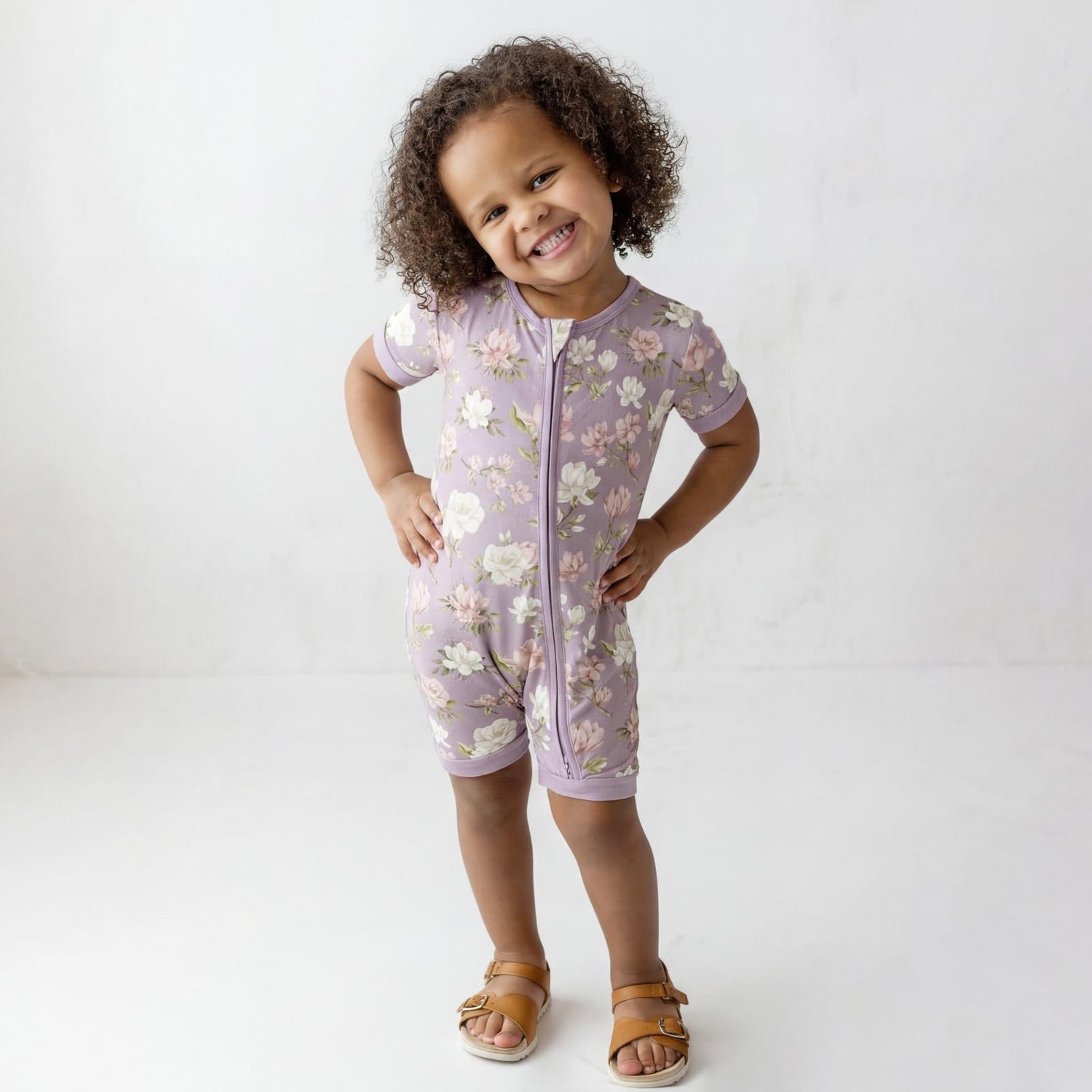 Print Shorty Sleeper with Zipper in Sweet Pea Spring Floral (377130)