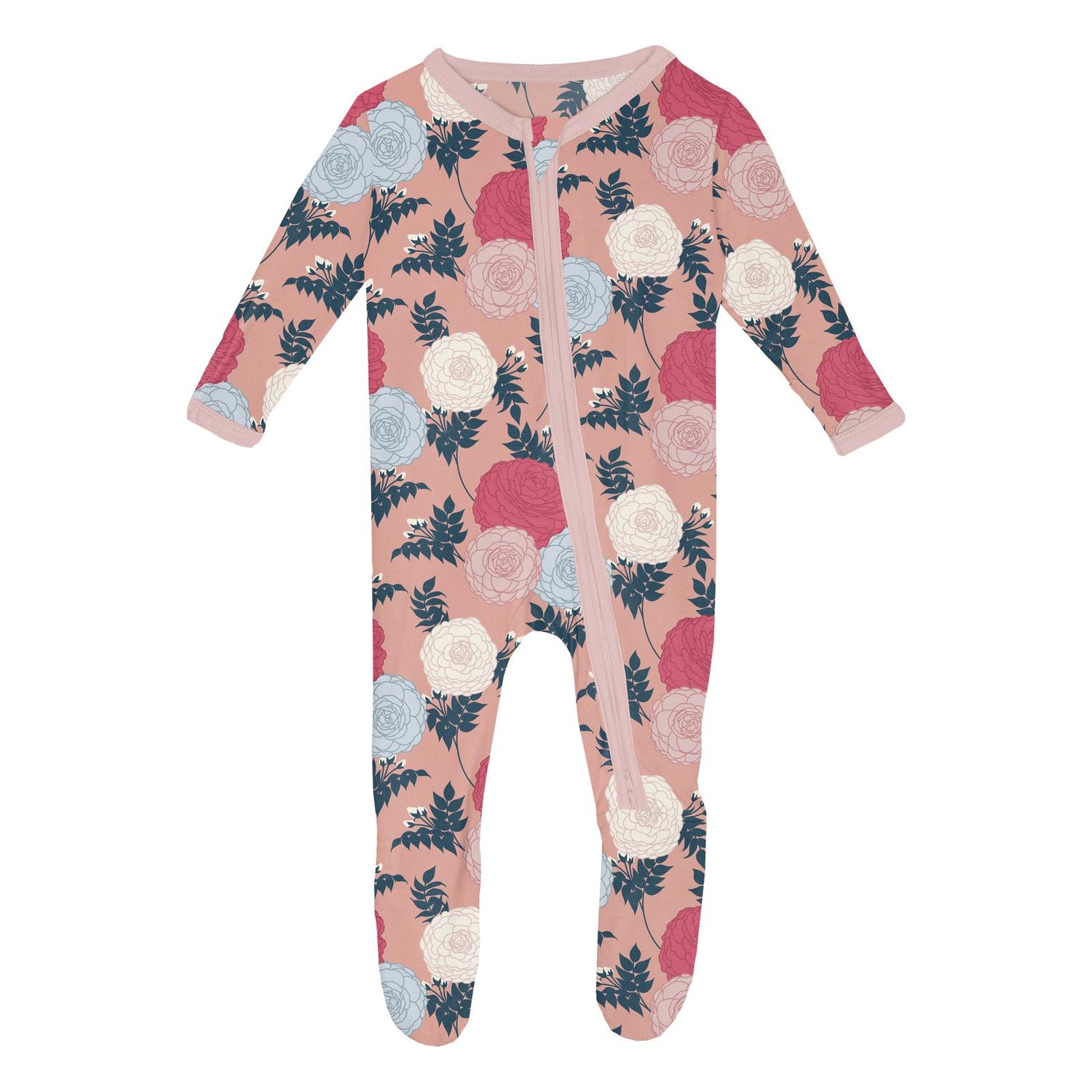 Print Footie with 2 Way Zipper in Blush Enchanted Floral (338555)