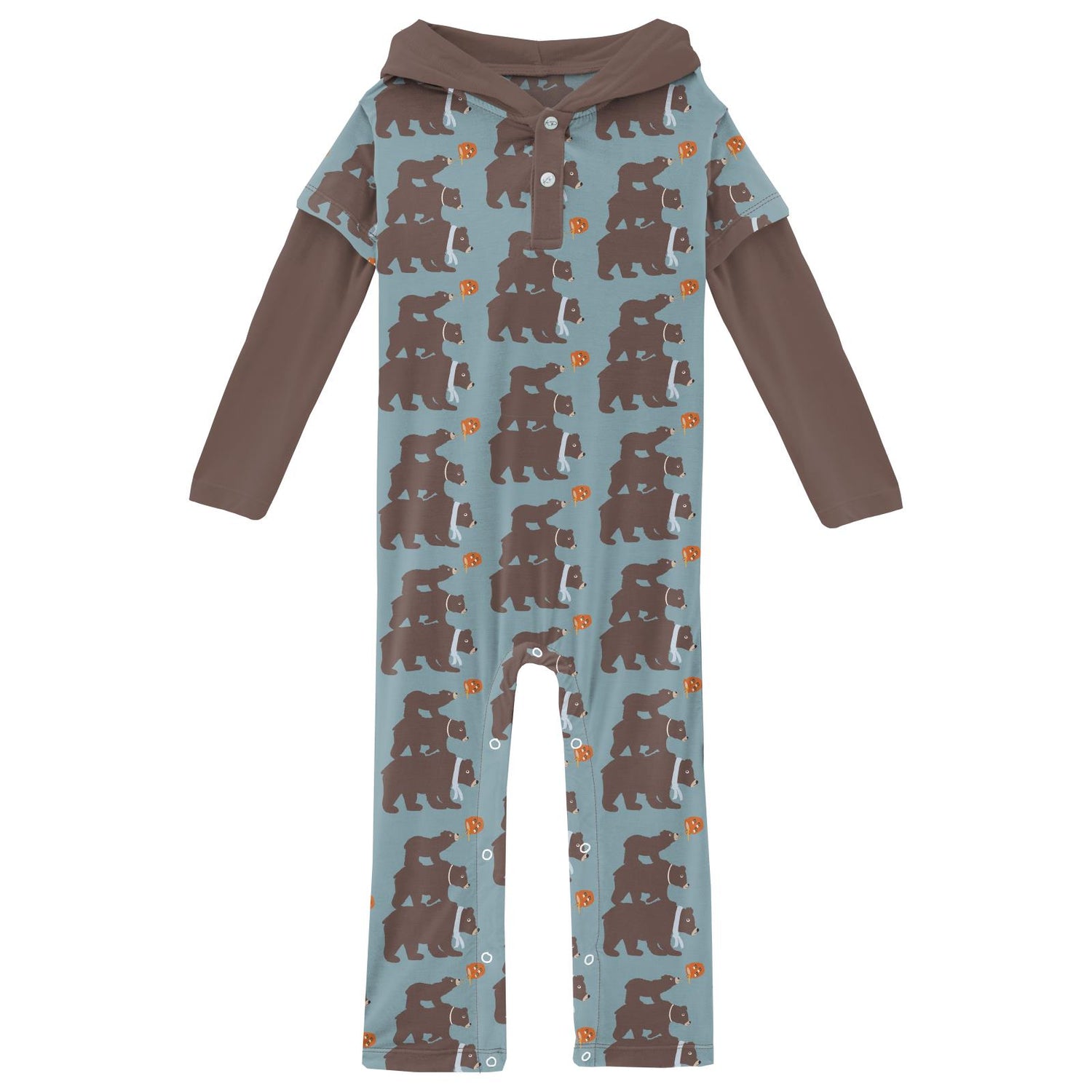Print Long Sleeve Hoodie Romper in Stormy Sea Three Naughty Bears (338569)