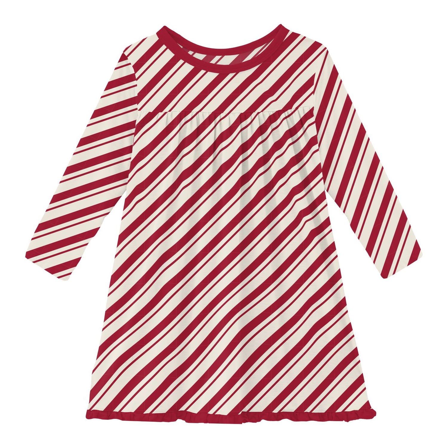 Print Long Sleeve Swing Dress in Peppermint Stripe (346102)