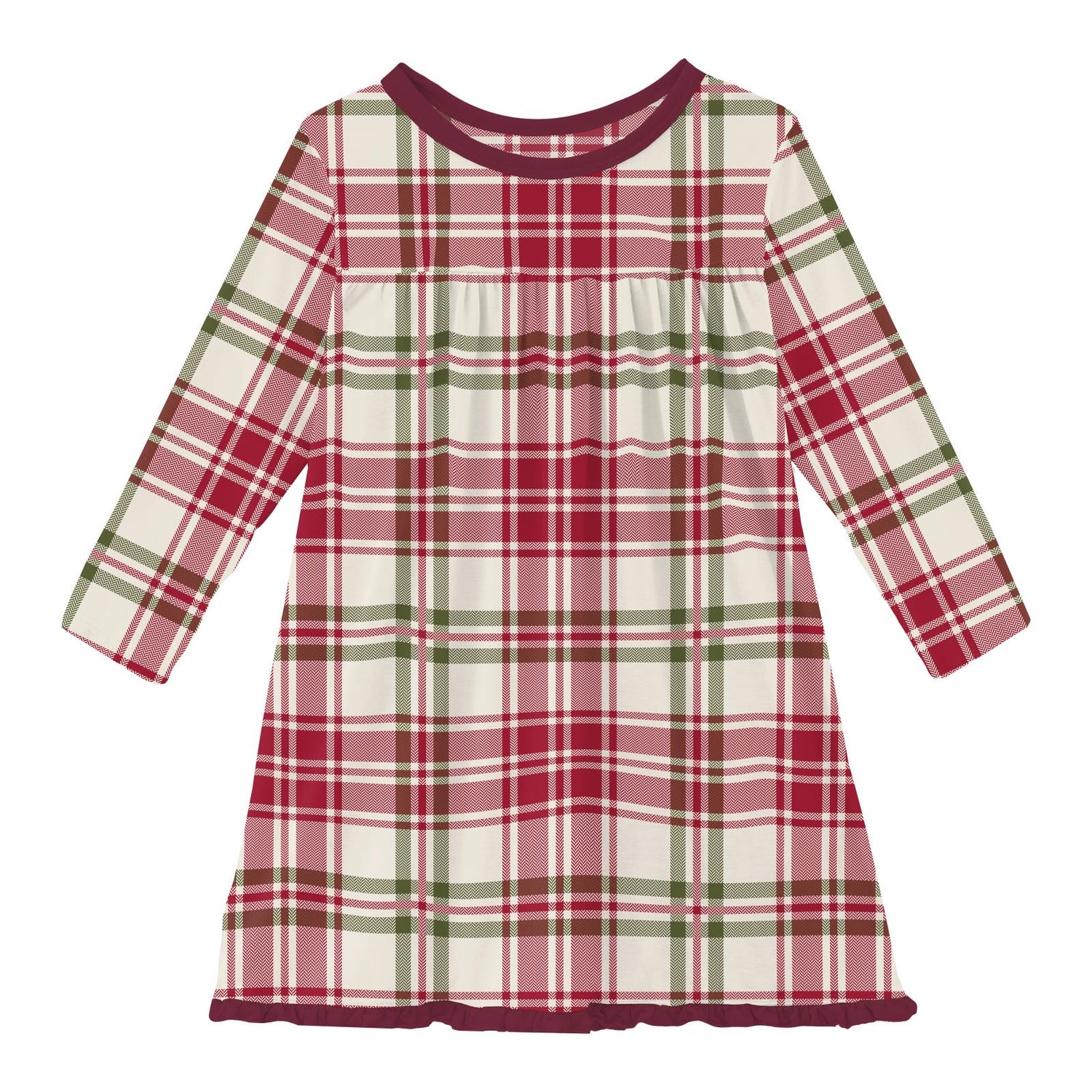 Print Long Sleeve Swing Dress in Fireside Plaid (346179)