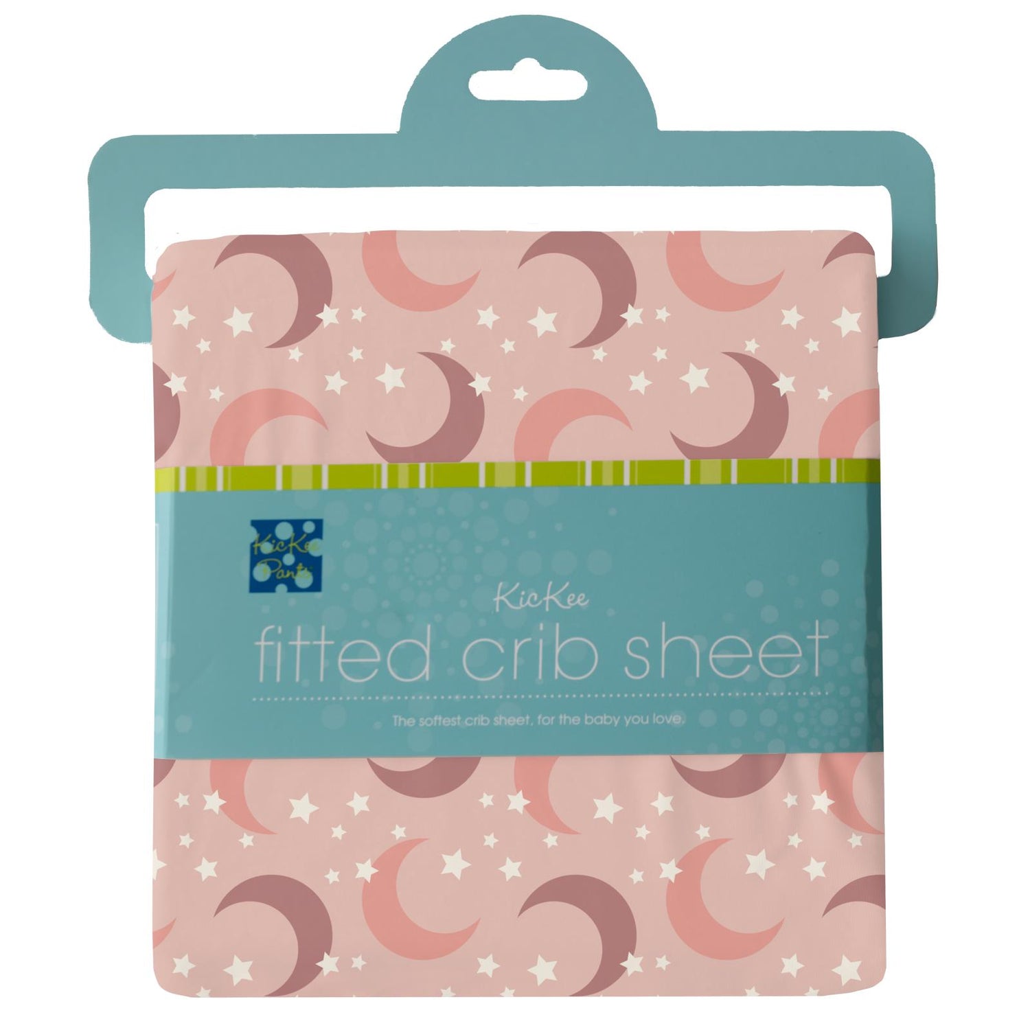 Print Grow with me Crib to Twin Fitted Sheet in Peach Blossom Moon and Stars