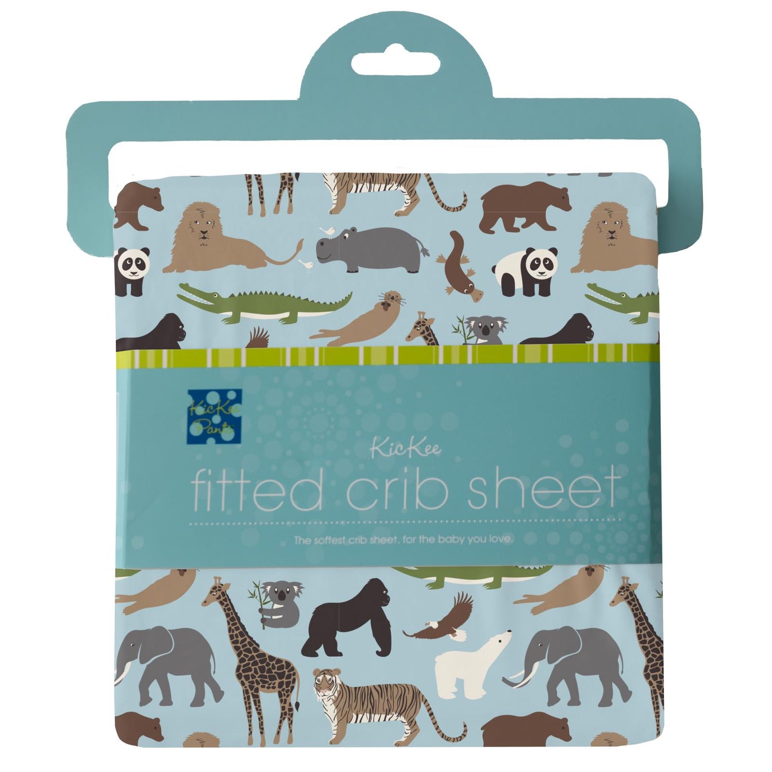 Print Grow with me Crib to Twin Fitted Sheet in Spring Sky Zoo