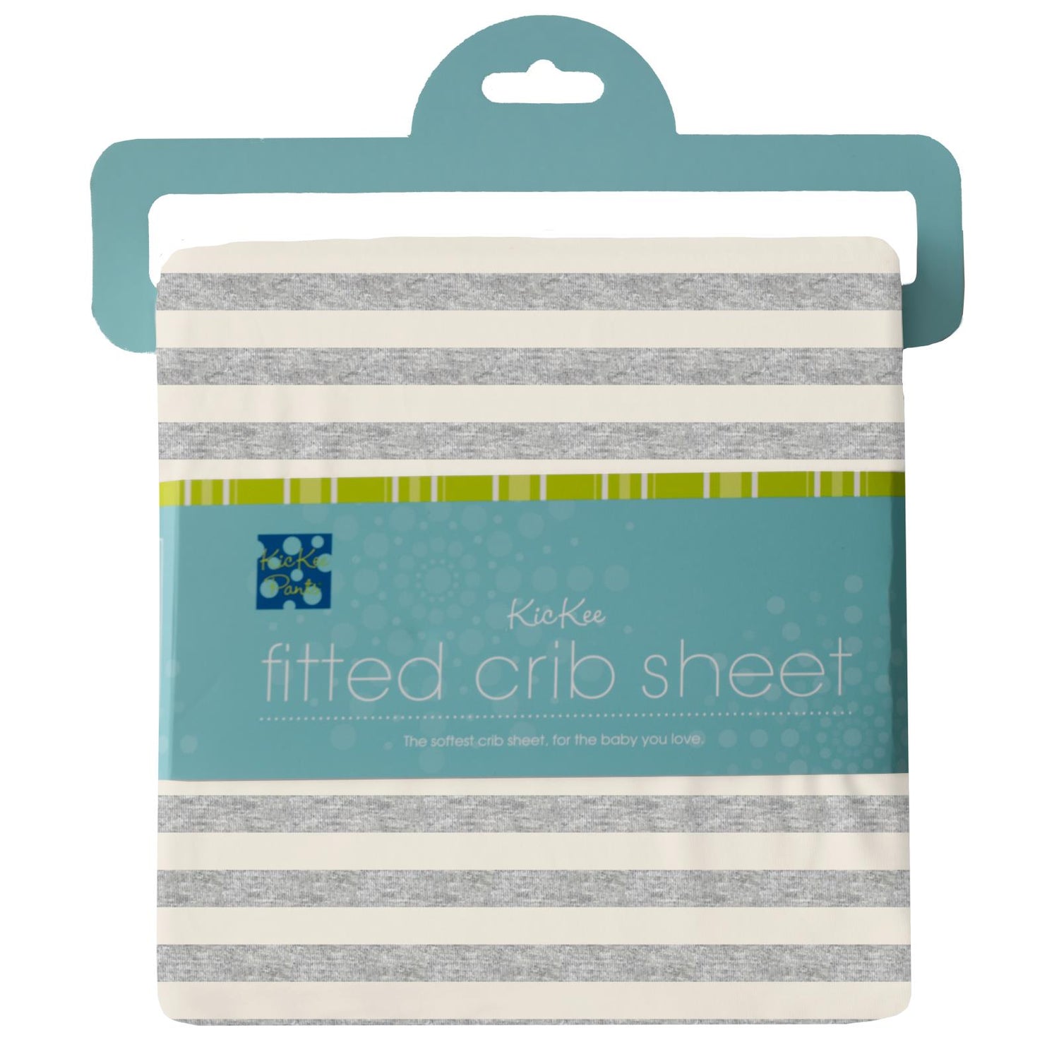 Print Grow with me Crib to Twin Fitted Sheet in Heathered Mist Sweet Stripe
