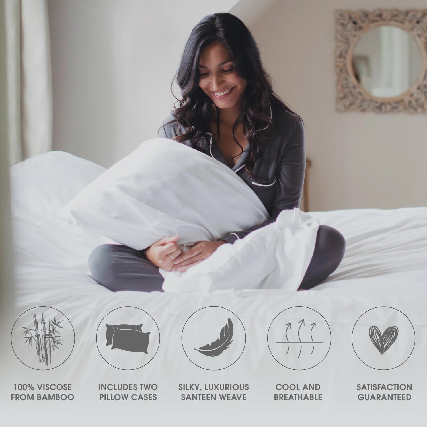 Woven Pillowcase Set in Stone