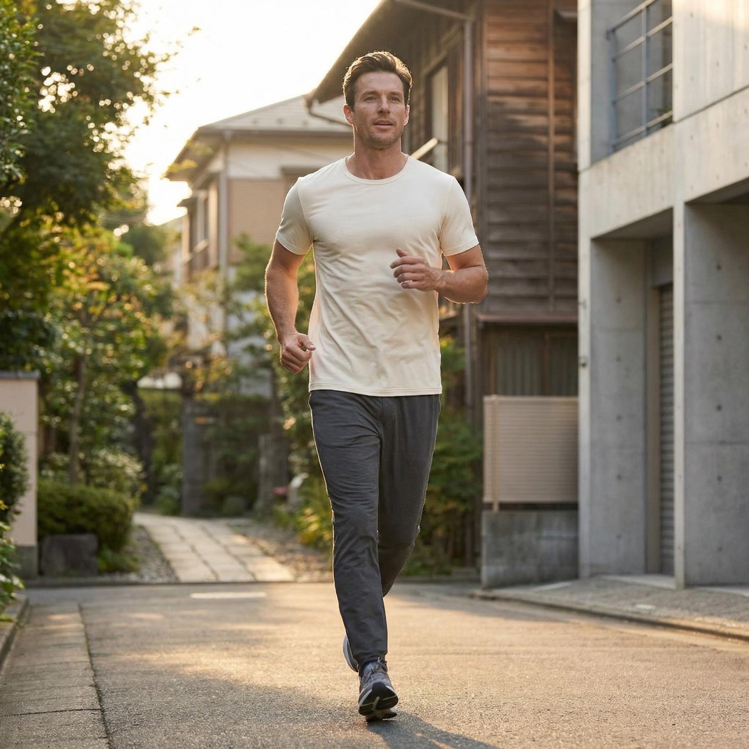 Men's Short Sleeve Crew Neck Tee in Natural (378203)