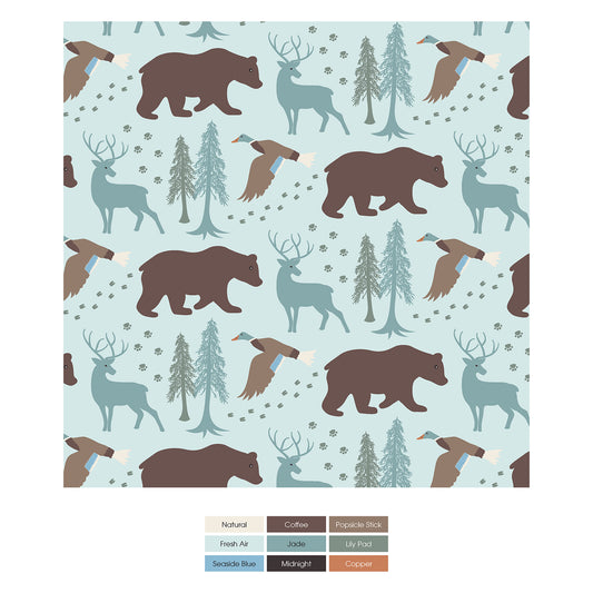 Print Short Sleeve Pajama Set in Fresh Air Forest Adventure (323954)