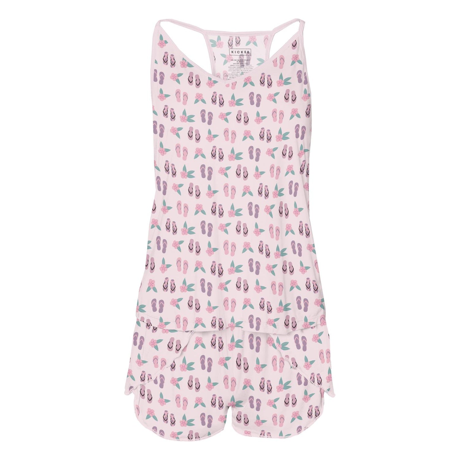 Women's Print Swing Tank & Tulip Shorts Set in Shrinking Violet Flip Flops and Flowers (328171)