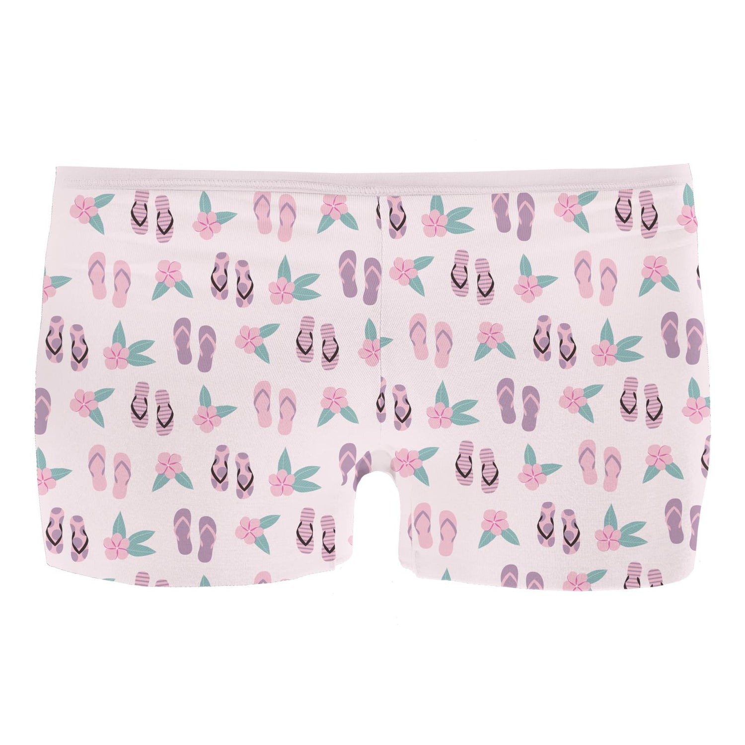 Women's Print Boy Short Underwear in Shrinking Violet Flip Flops and Flowers (328329)