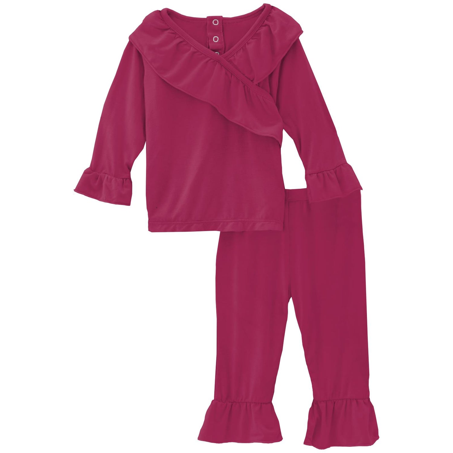 Long Sleeve Kimono Ruffle Outfit Set in Berry (252896)