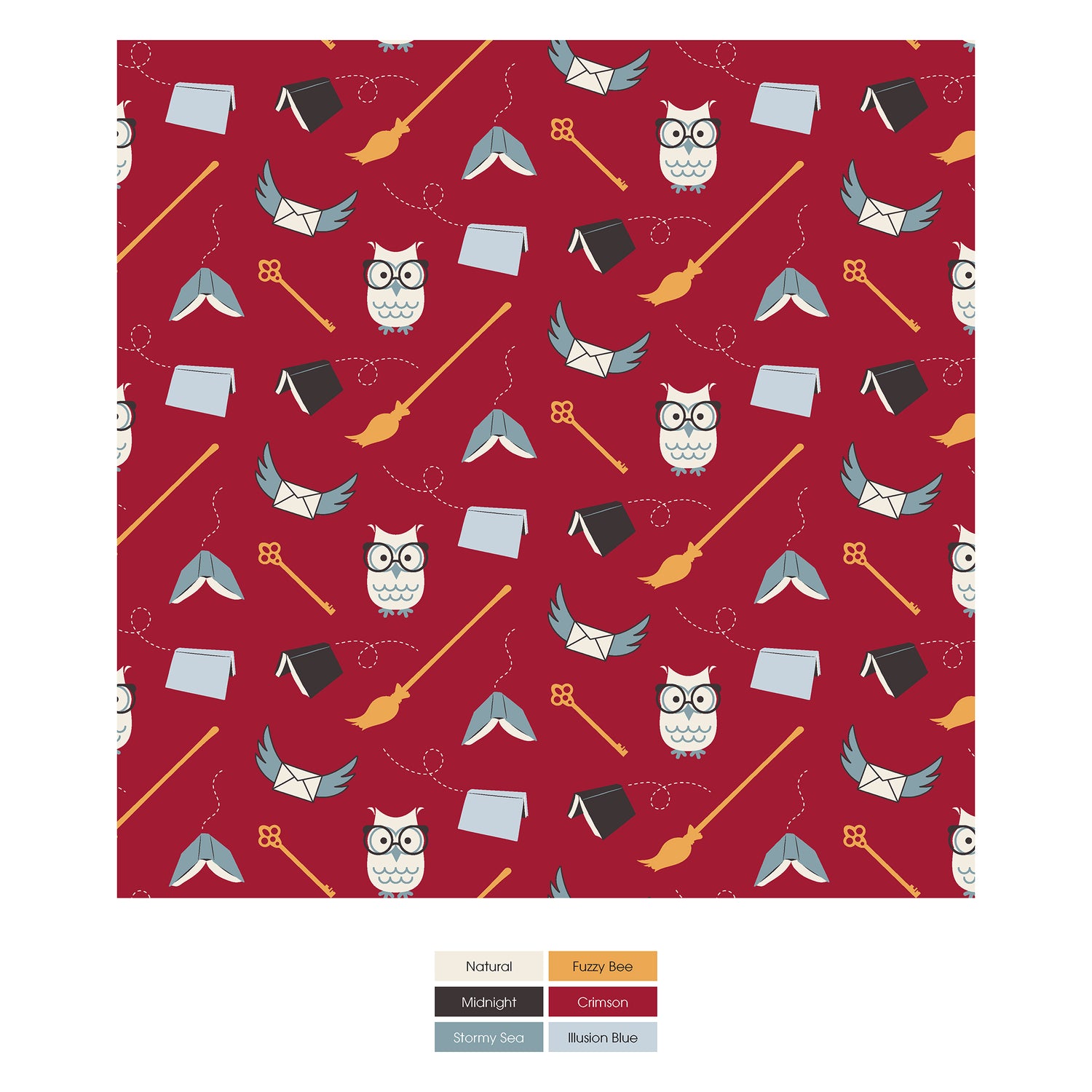 Print Long Sleeve Crew Neck Tee in Crimson Magical World