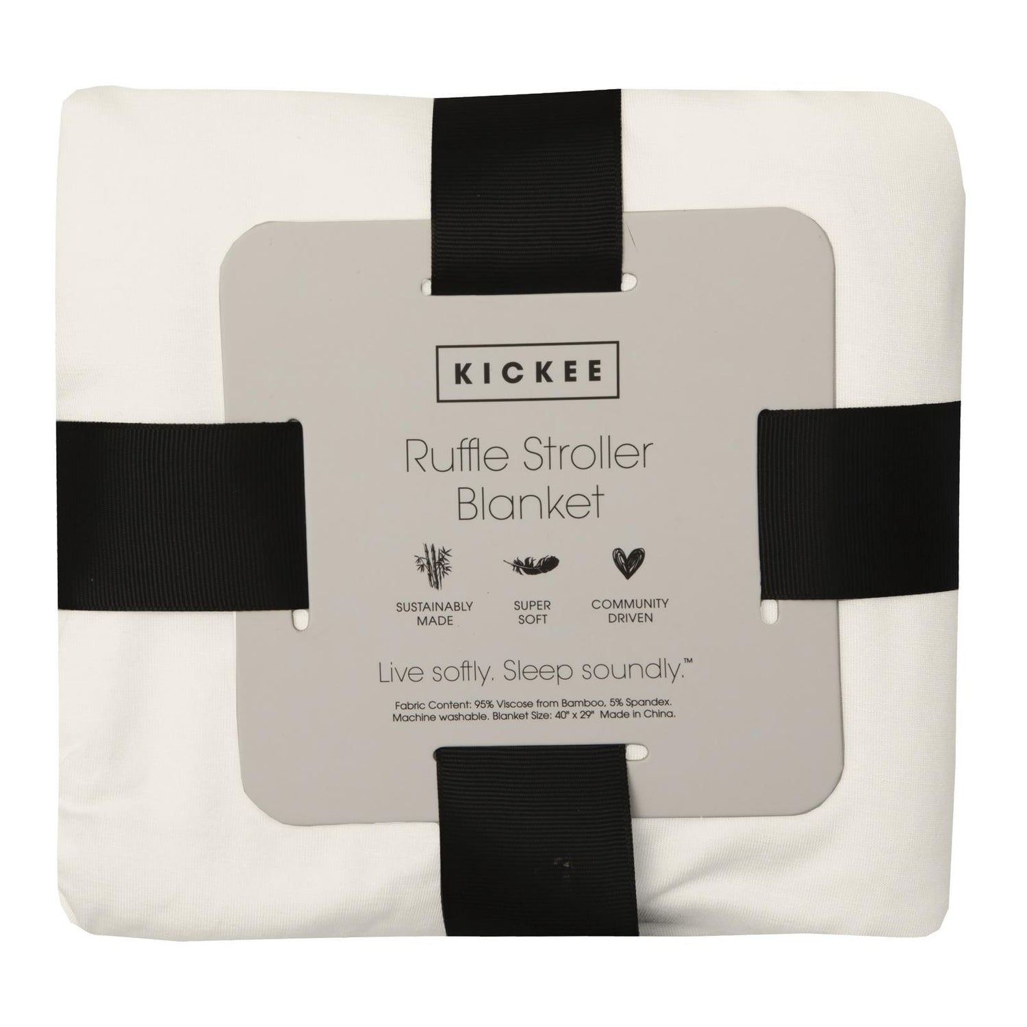 Print Ruffle Stroller Blanket in Latte Butterflies (357096)