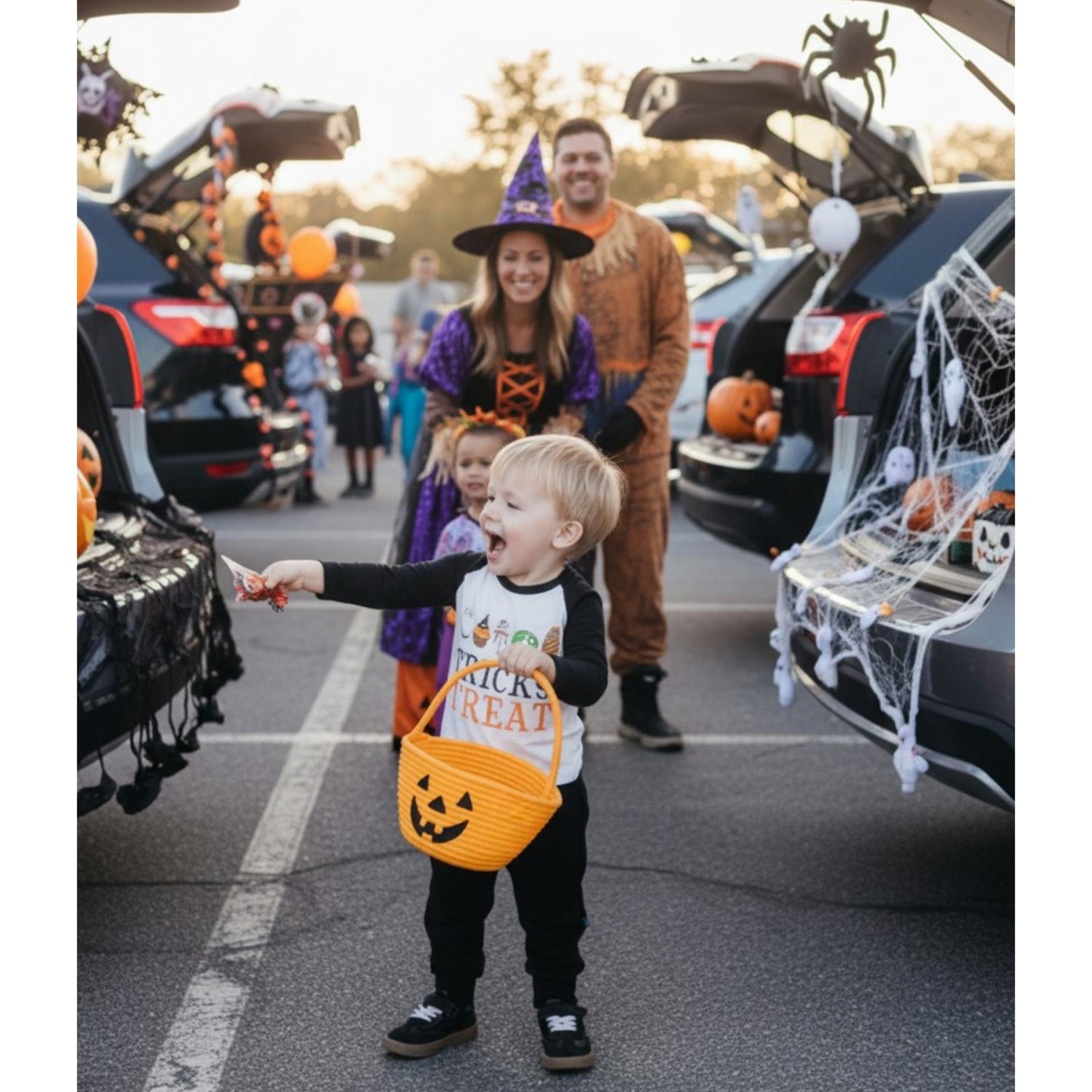 Long Sleeve Crew Neck Graphic Raglan Tee in Natural Trick or Treat (373204)