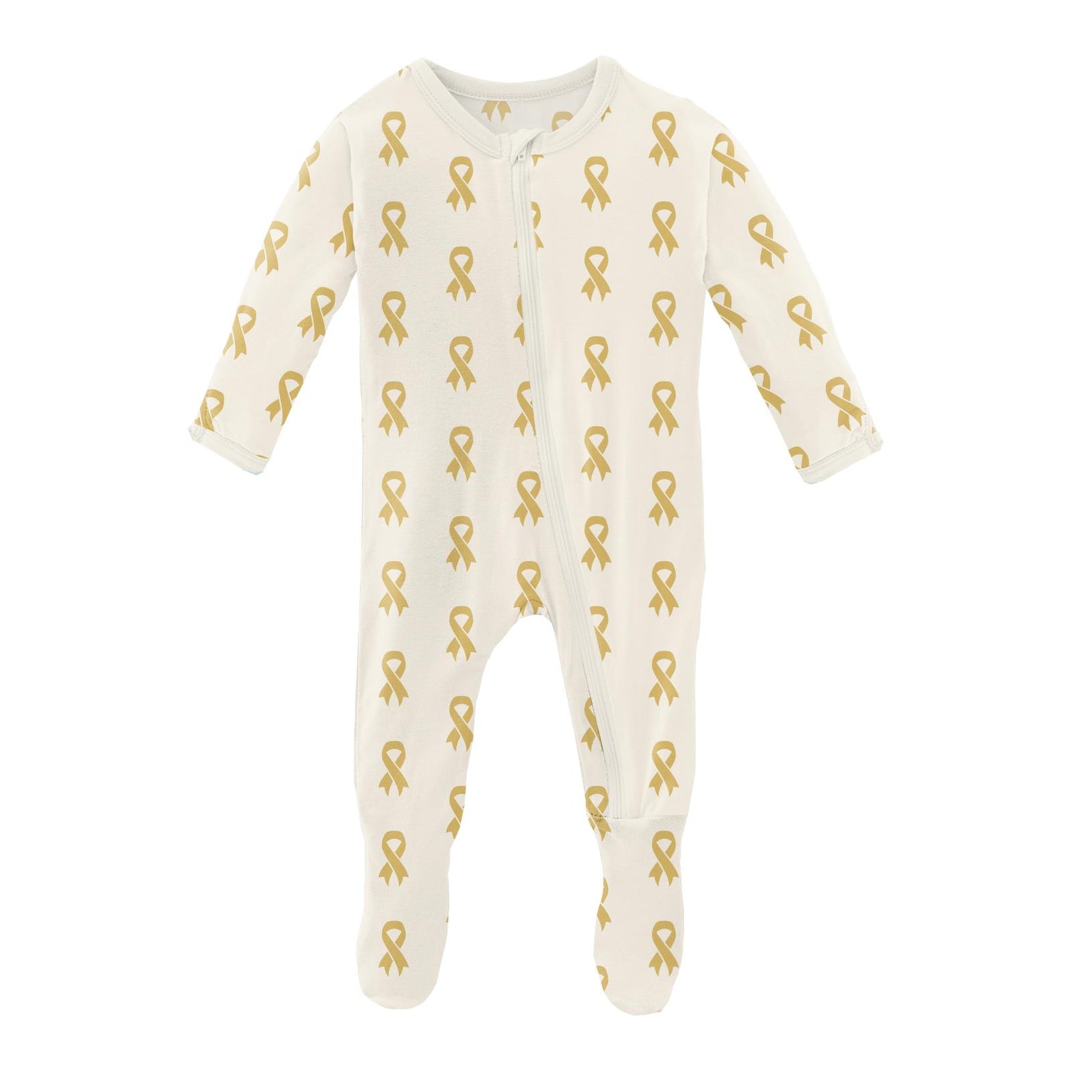 Print Footie with Zipper in Gold Ribbon (264696)