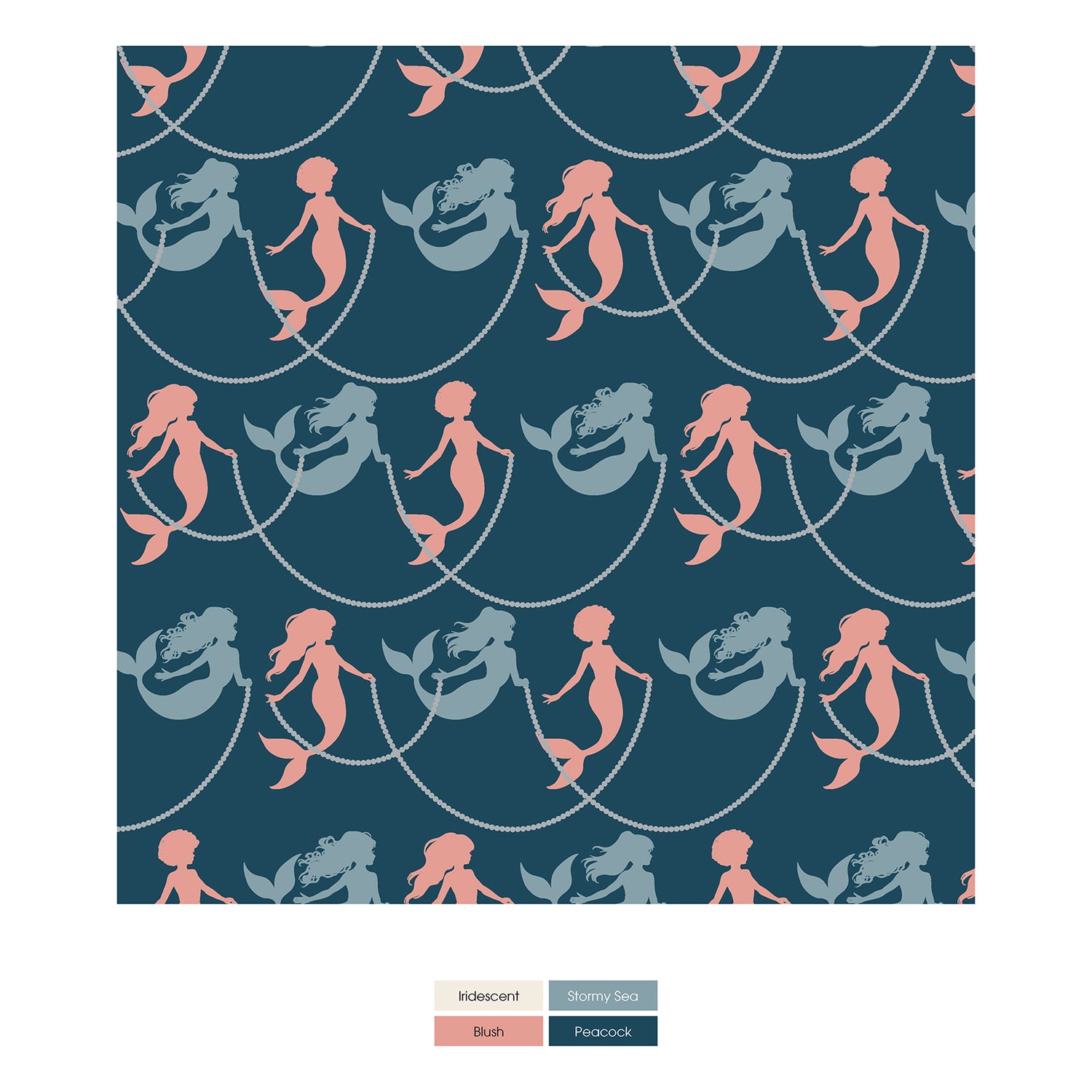 Print Muffin Ruffle Coverall with 2 Way Zipper in Peacock Mermaids & Pearls (309898)