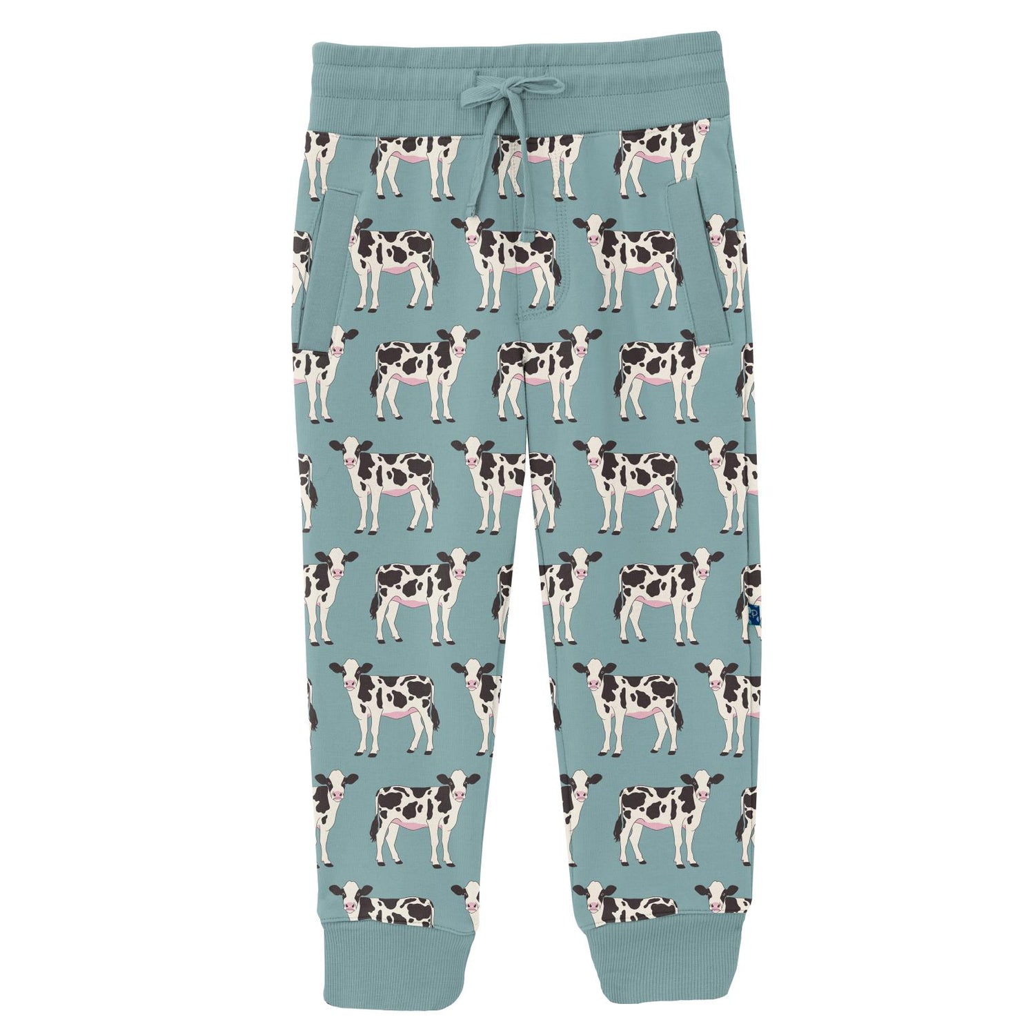 Print Fleece Joggers in Jade Cows (314845)