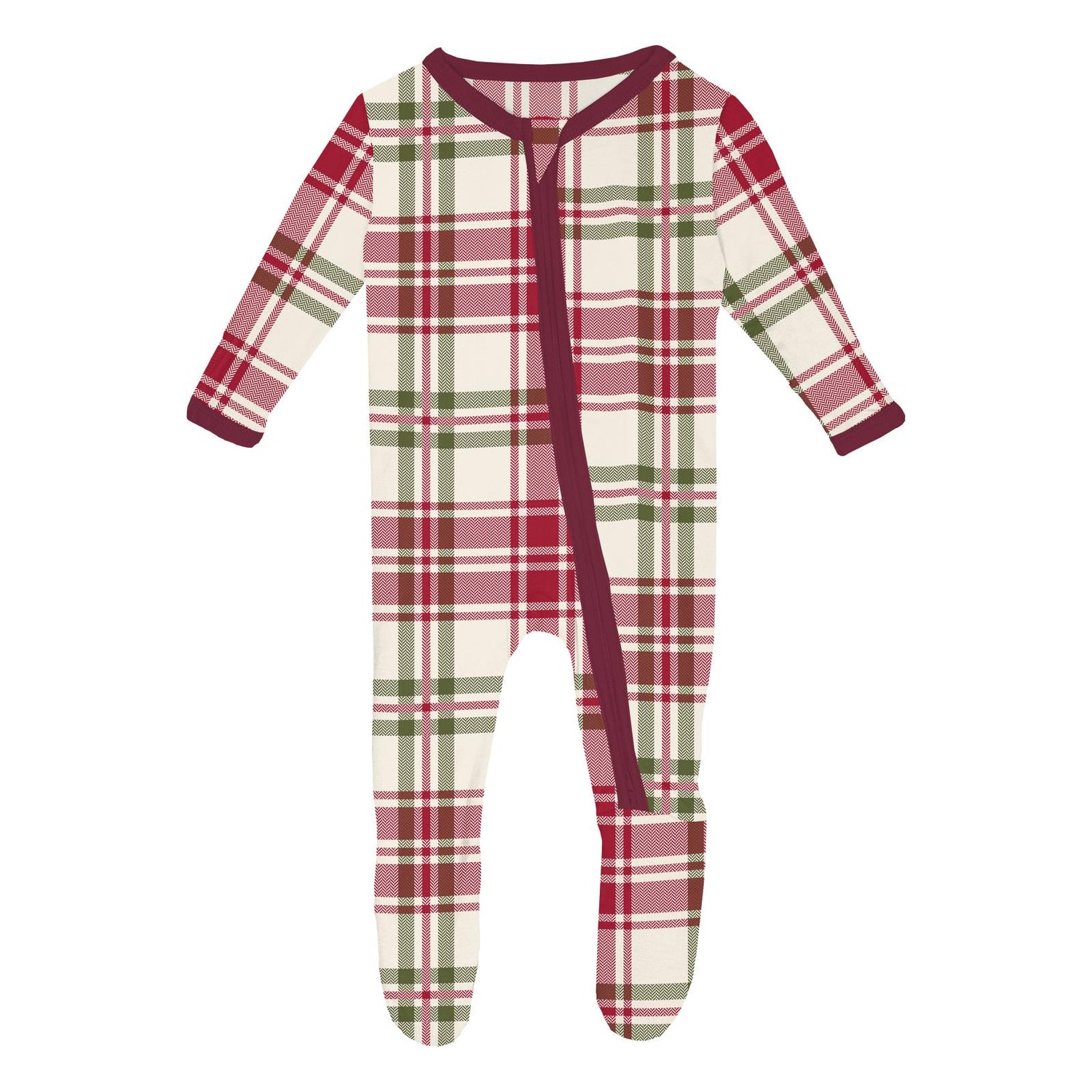 Print Footie with 2 Way Zipper in Fireside Plaid (373192)