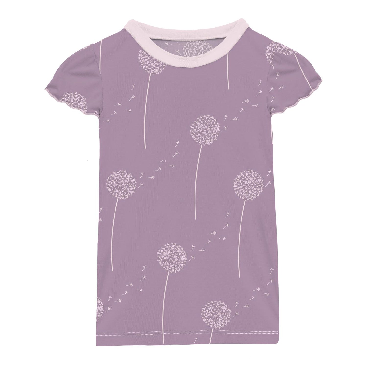 Print Flutter Sleeve Tee in Lavender Dandelion Wish (319571)