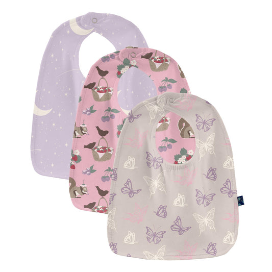 Print Bib Set of 3 in Cake Pop Berry Picking, Thistle Starry Sky & Moon & Latte Butterflies (360183)
